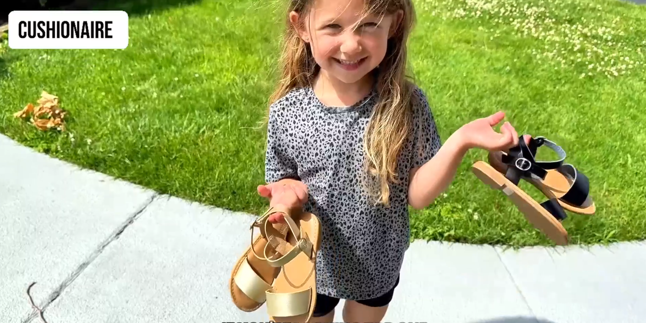 thumbnail video image 2 of Cushionaire Clara Casual Flat Girls Sandals, Adjustable Buckle Ankle Strap with Lightweight Cushioned Comfort Kids Sandals, 2 of 23