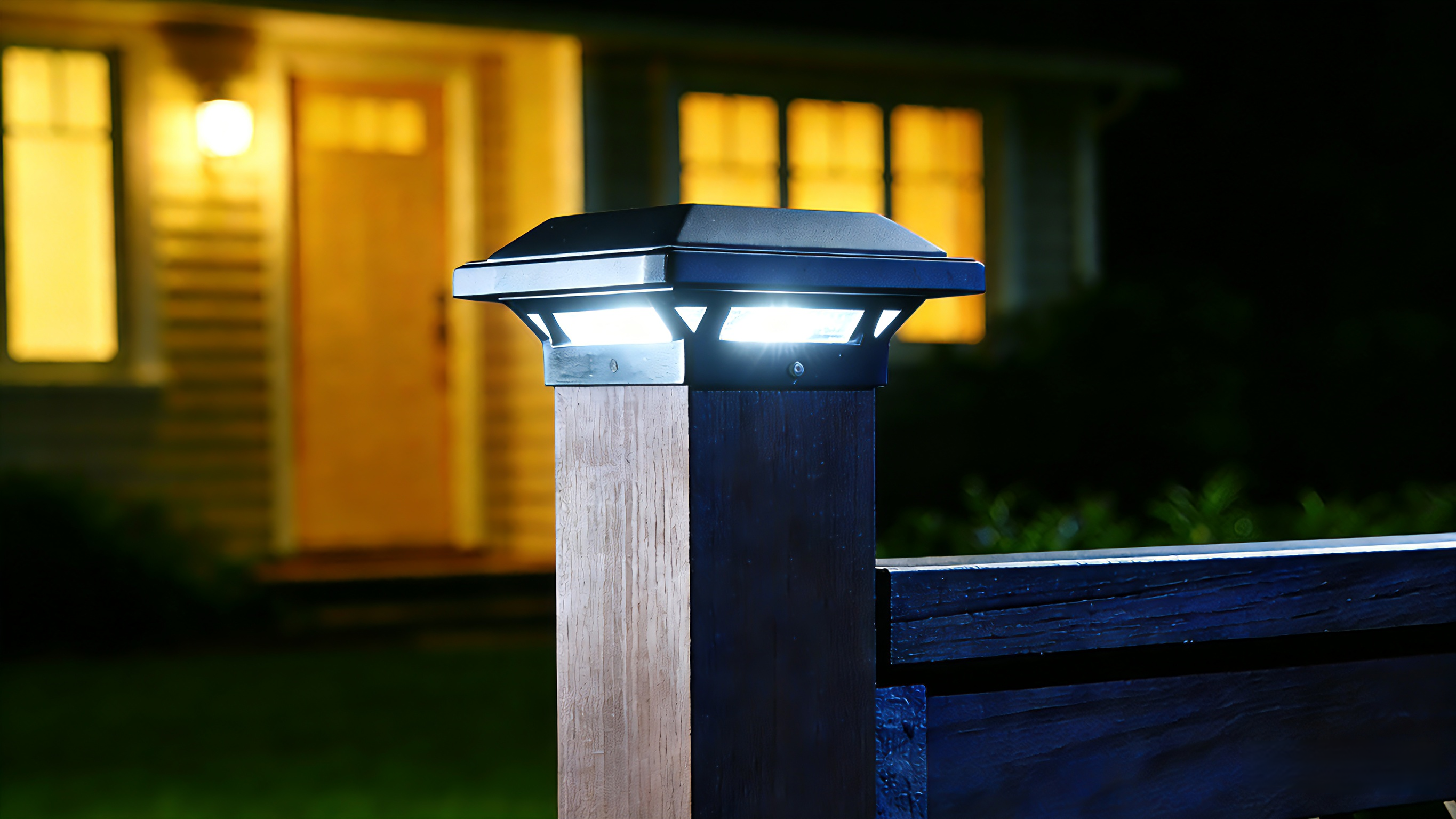 thumbnail video image 2 of Yards & Beyond Solar Powered Black LED Solar Landscape Post Cap Light with Plastic Lens, 5 Lumens, 4 pack, 2 of 7