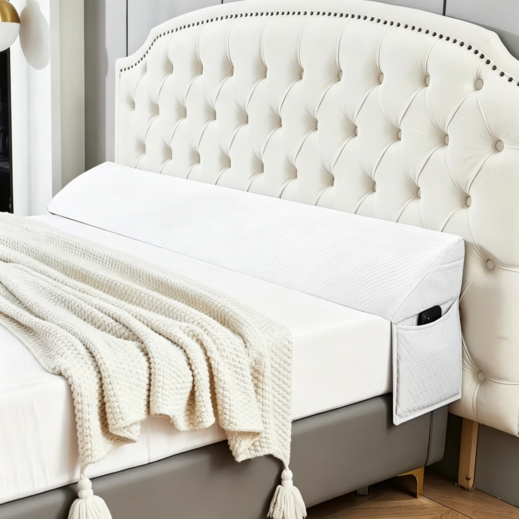 thumbnail video image 2 of Oaskys Bed Wedge Pillow - Bed Gap Filler & Headboard Suitable for Back, Post-Surgery, Pregnancy - Machine Washable Mattress Wedge with Filling, 2 of 12