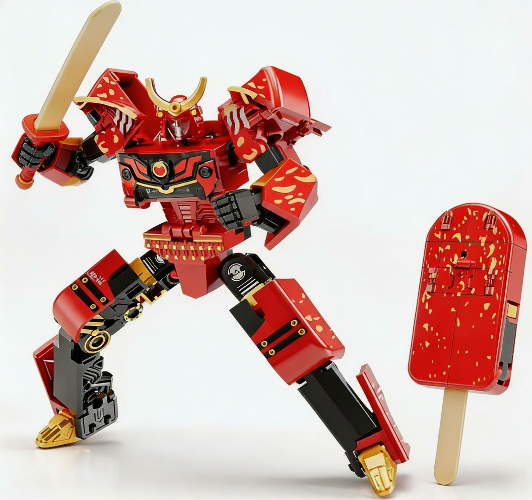 thumbnail video image 2 of Yerloa Ice Cream Transforming Toy, 2 in 1 Popsicle Transform into Robot Action Figure, DIY Transformation Figure Toys for Kids & Adults Action Figures for Boys Party Favors Gift (Red), 2 of 7