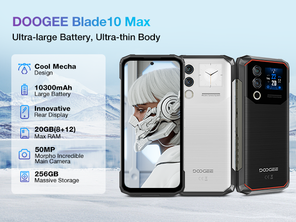 thumbnail video image 2 of DOOGEE Blade 10 Max Rugged Smartphone, 6.56" HD+ 1.54" Dual Screen Rugged Phone Unlocked with 10300mAh Battery, 20GB+256GB/2TB, 4G Dual SIM Cellphones, Android 14/NFC/Face Unlock/Fingerprint/OTG, 2 of 8