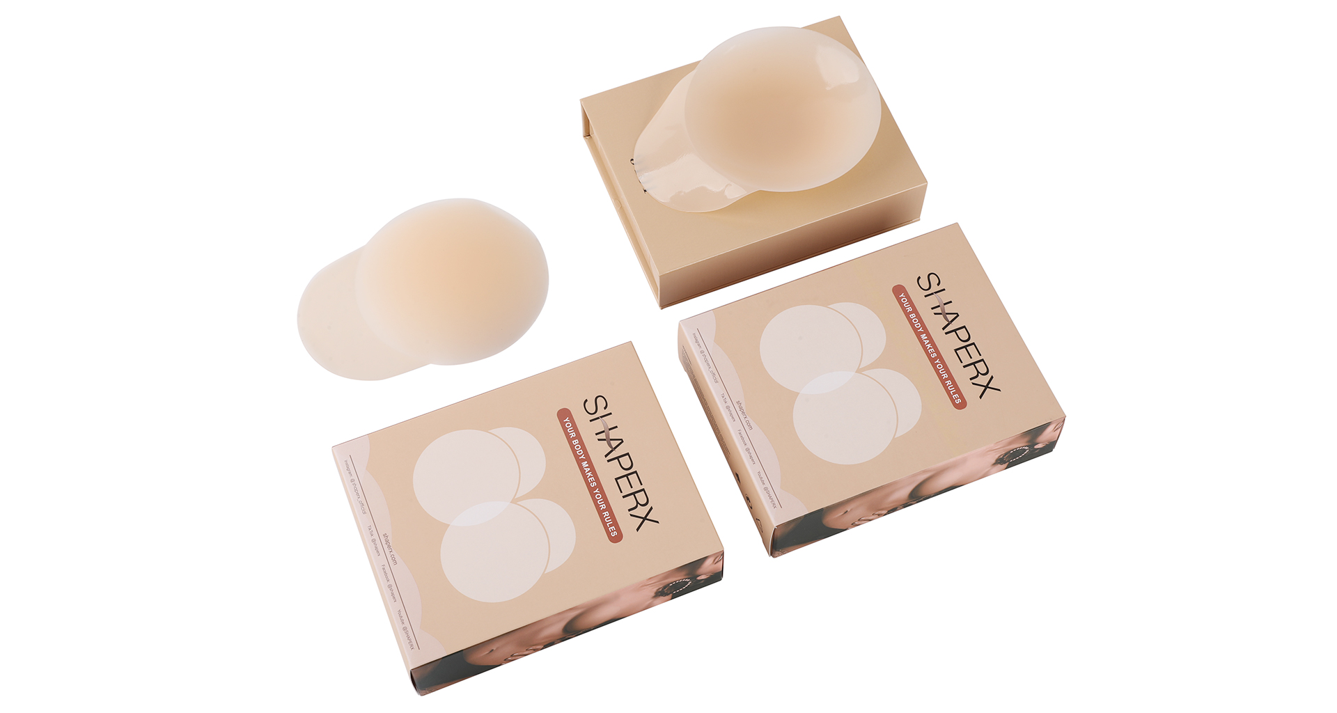 thumbnail video image 2 of SHAPERX 1 Pair Reusable Nipple Covers, Sticky Adhesive Silicone Nipple Pasties, Invisible Pasties Nipple Covers with Lift, 2 of 8