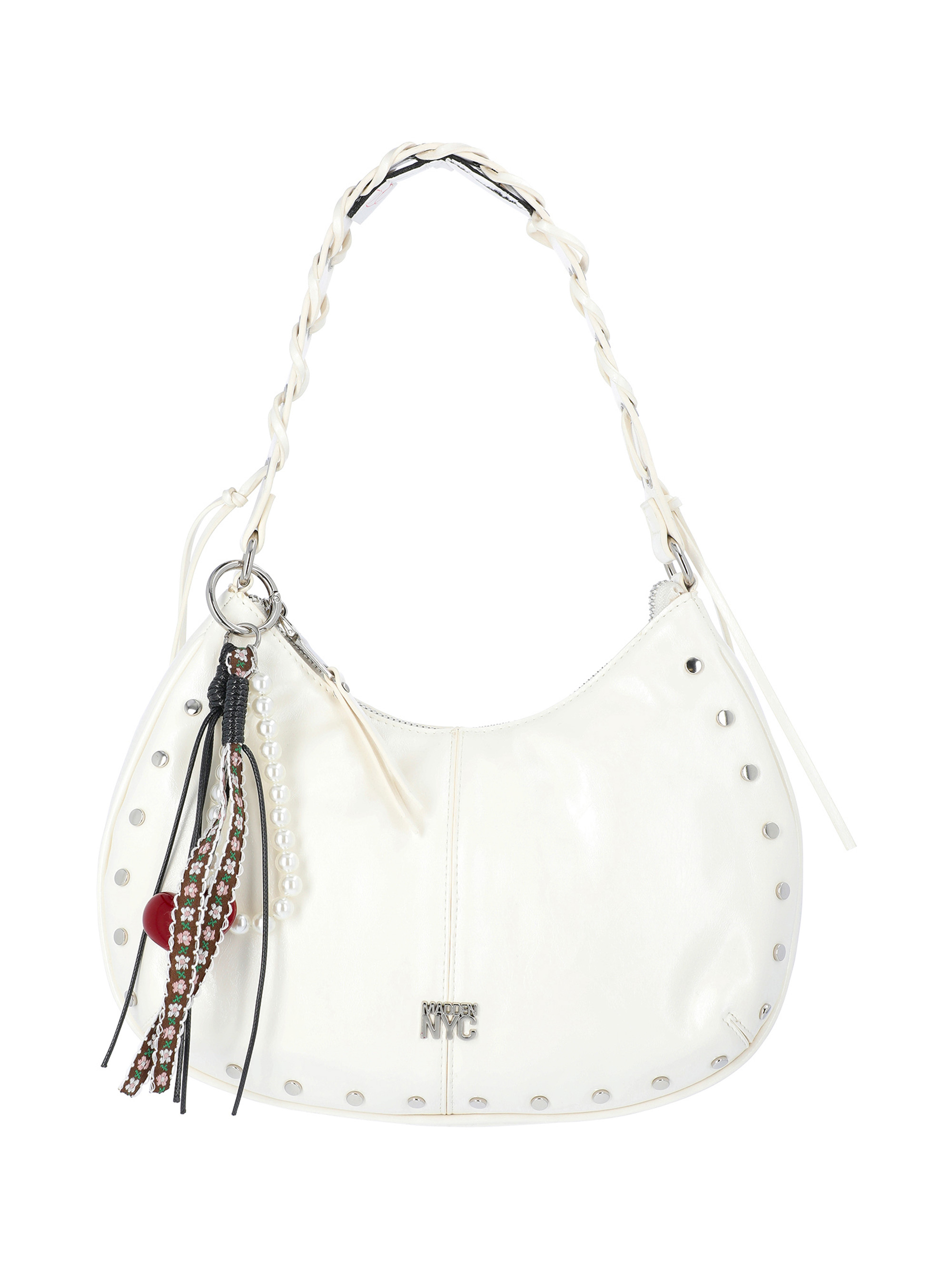Madden NYC Women's Half Moon Stud Shoulder Bag, White - Walmart.com