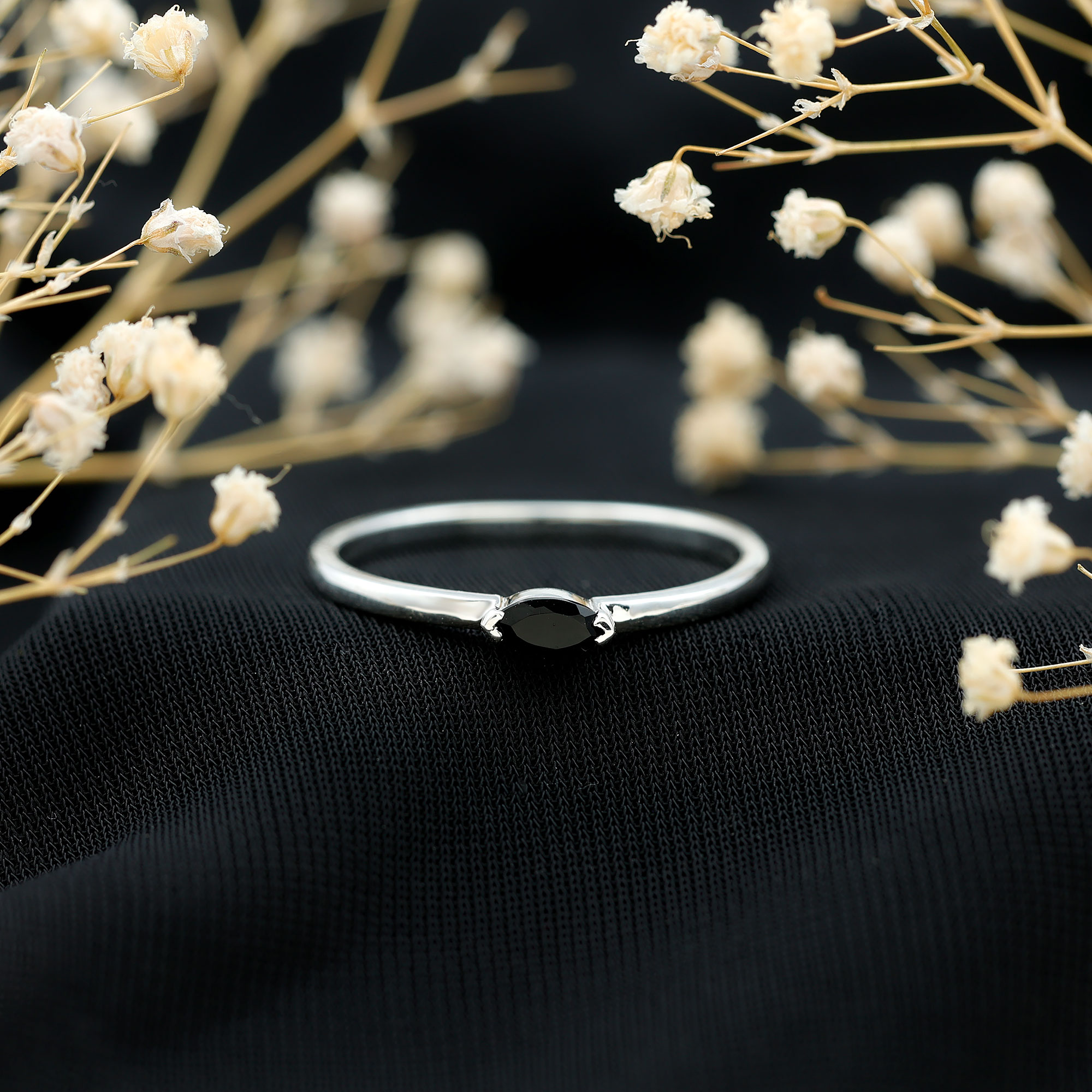 thumbnail video image 2 of Rosec Jewels Marquise Black Onyx Promise Ring - East West Ring for Women - AAA Quality Certified - Ready to Gift, 18K Yellow Gold, US 10.00, 2 of 9