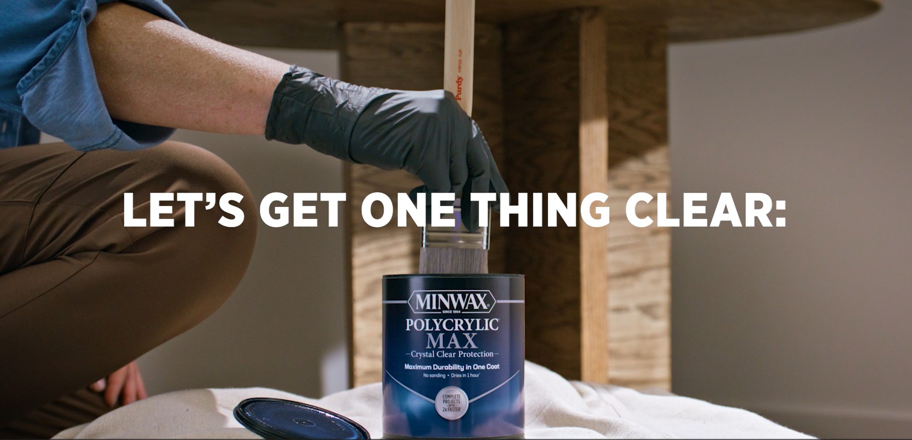 thumbnail video image 2 of Minwax Polycrylic Max, Satin, Clear, 1 Quart, 2 of 8