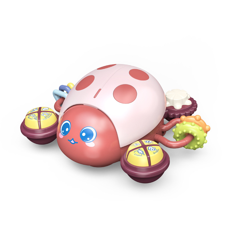 thumbnail video image 2 of Baby Crawling Toys 6-12 Months, Musical Ladybug Crawling Toy for Infants 12-18 Months, Early Education Light Up Music Walking Toys, Montessori Toys for Boy Girl Gift (Red), 2 of 8