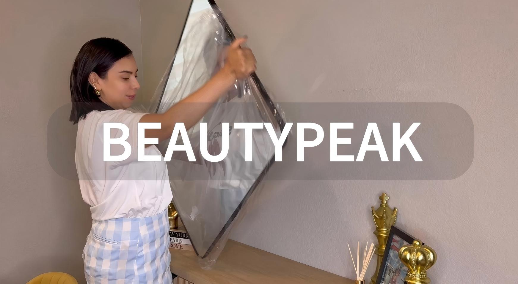 thumbnail video image 2 of BEAUTYPEAK 24"x36" Wall Mirror Rounded Corners Hanging Vanity Mirror Gold, 2 of 8
