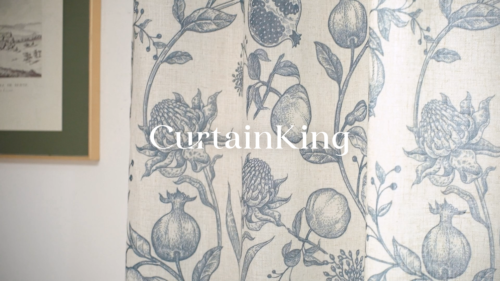 thumbnail video image 2 of CURTAINKING Linen Curtains Floral Curtains for Living Room 96 Inch Long Green French Curtains Back Tab Light Filtering Toile Print Farmhouse Bedroom Curtains Window Curtain Set 2 Panels, 2 of 10