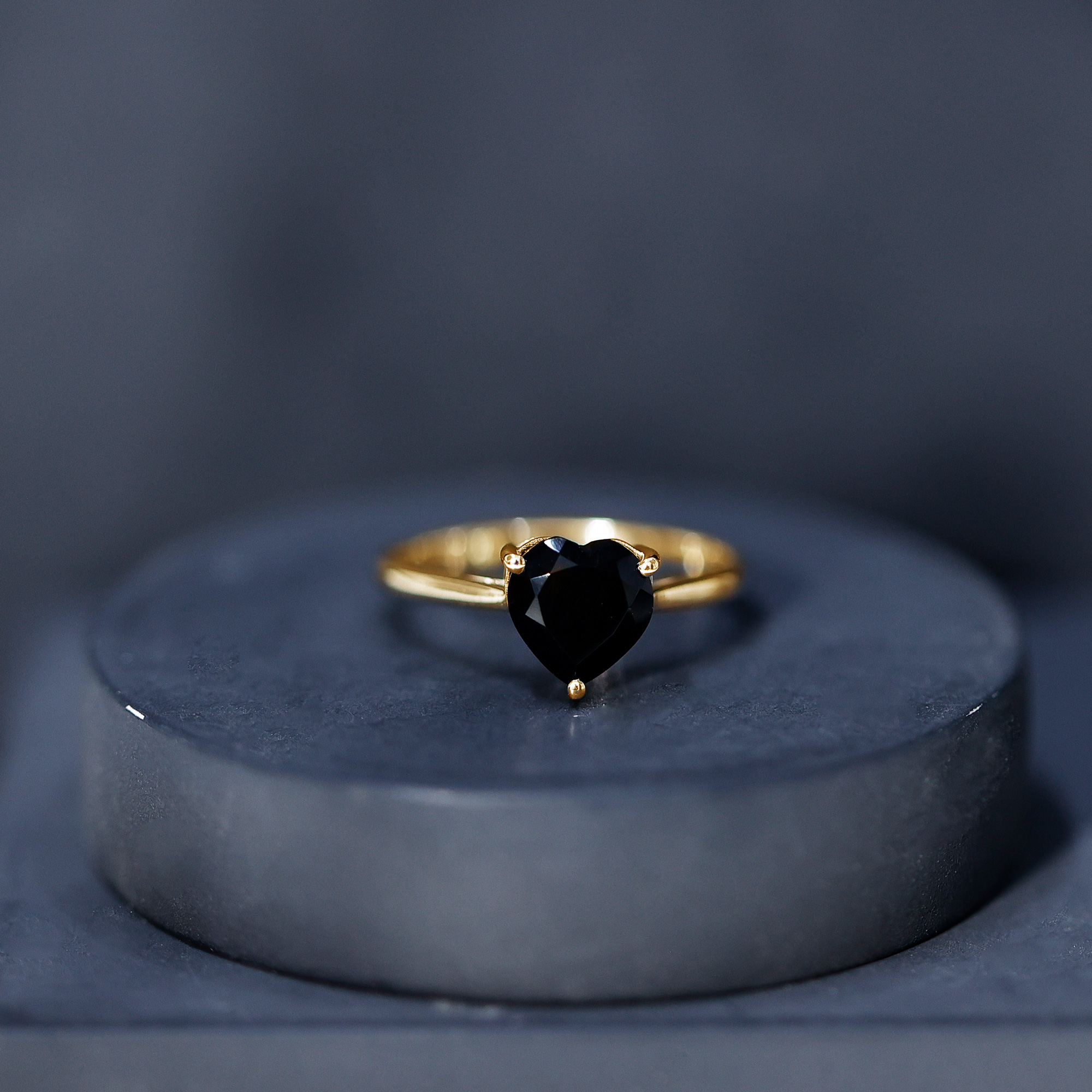thumbnail video image 2 of Rosec Jewels Black Onyx Heart Promise Ring for Women - December Birthstone Ring - AAA Quality Certified - Ready to Gift, 14K Yellow Gold, US 10.00, 2 of 8