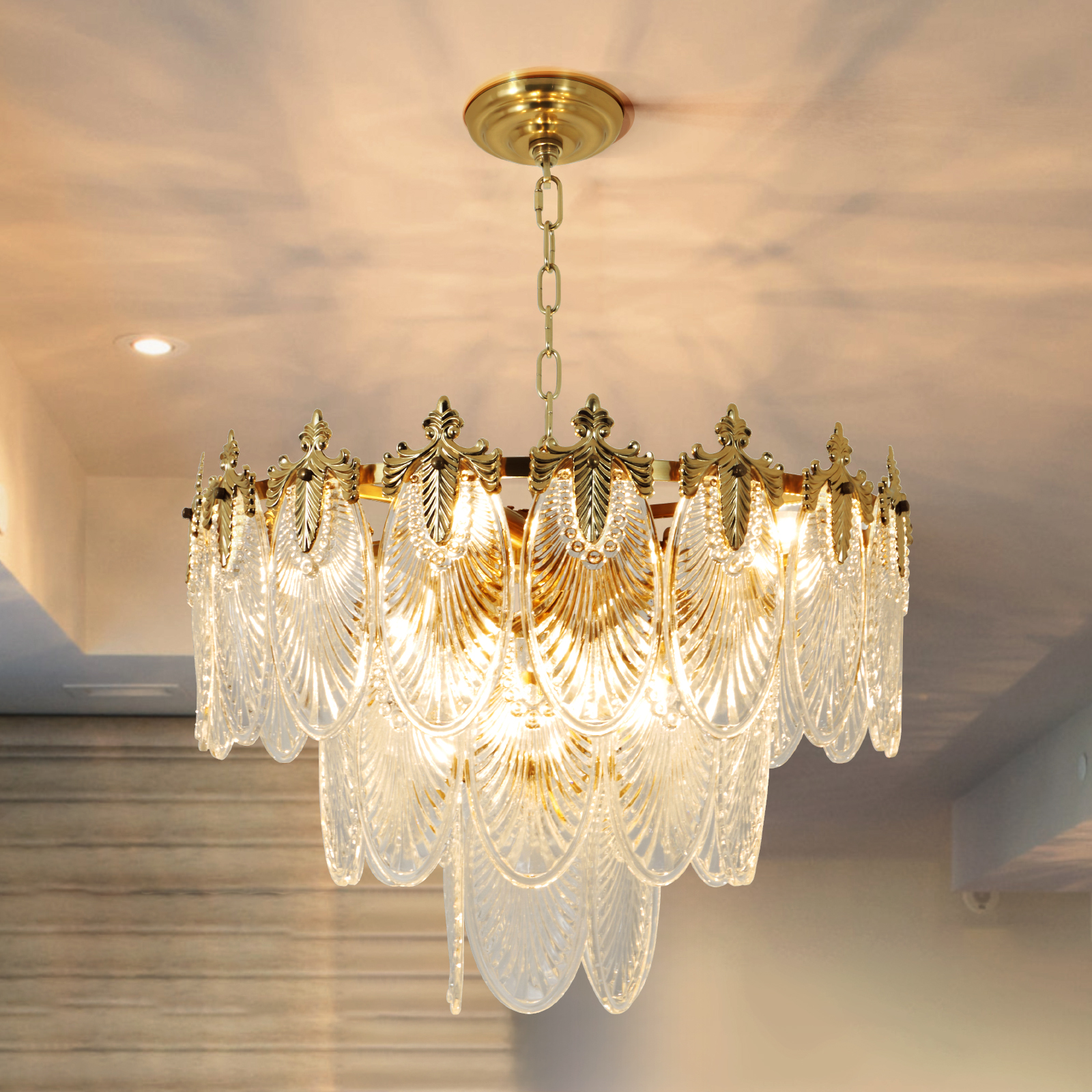 thumbnail video image 2 of KPIBEST 24-inch French Luxury Gemstone Crystal Chandelier, 8-Light Vintage European Gold Chandelier, Ceiling Lighting Fixture for Living Room, Dining Room, Foyer, Lobby, 2 of 13