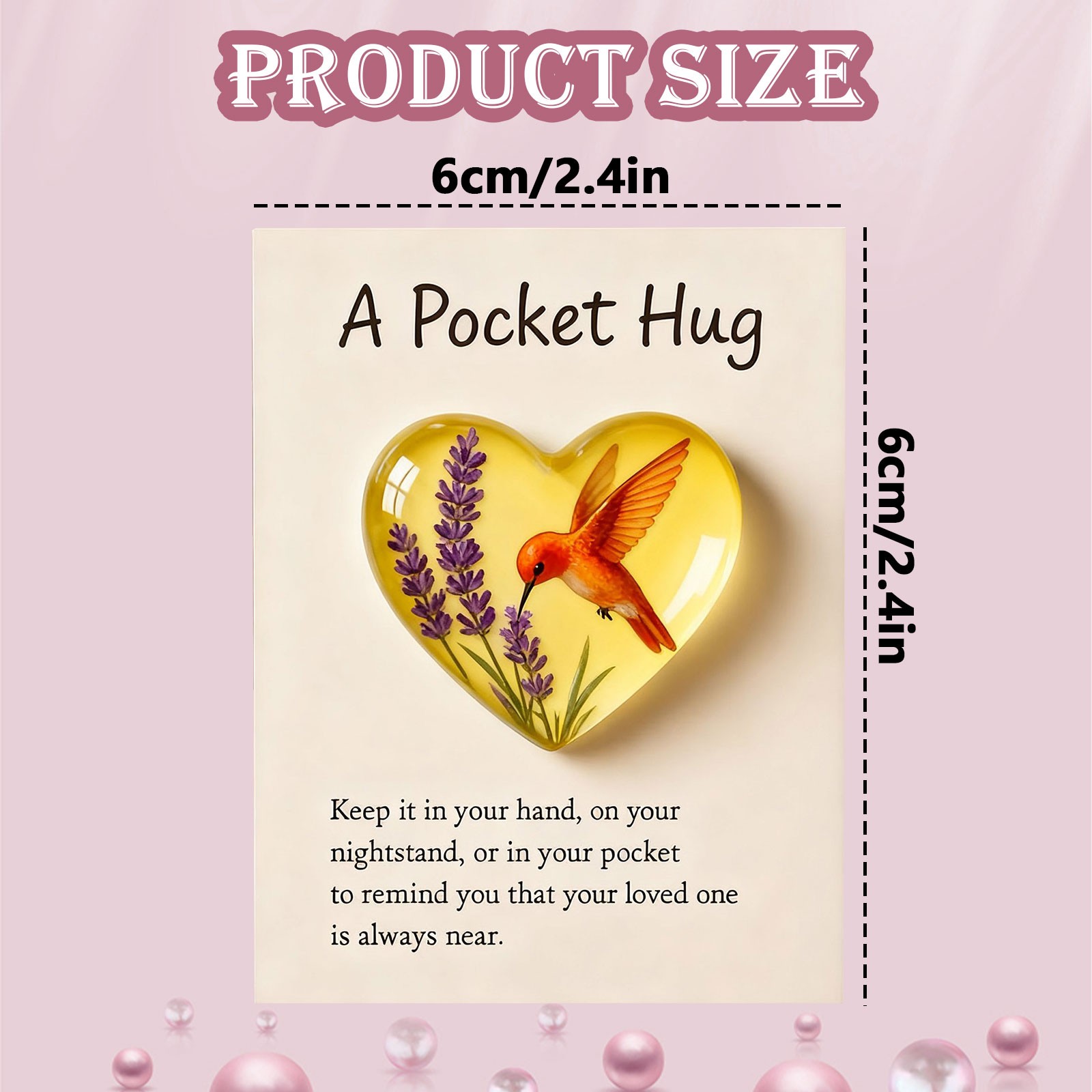 thumbnail video image 2 of 2.4" Hummingbird Pocket Hug Heart Token E with Greeting Card, Sympathy Gift for Loved Ones, Memorial & Encouragement Keepsake for Birthday, Mother's Day, Get Well, Long Distance Relationships, 2 of 5