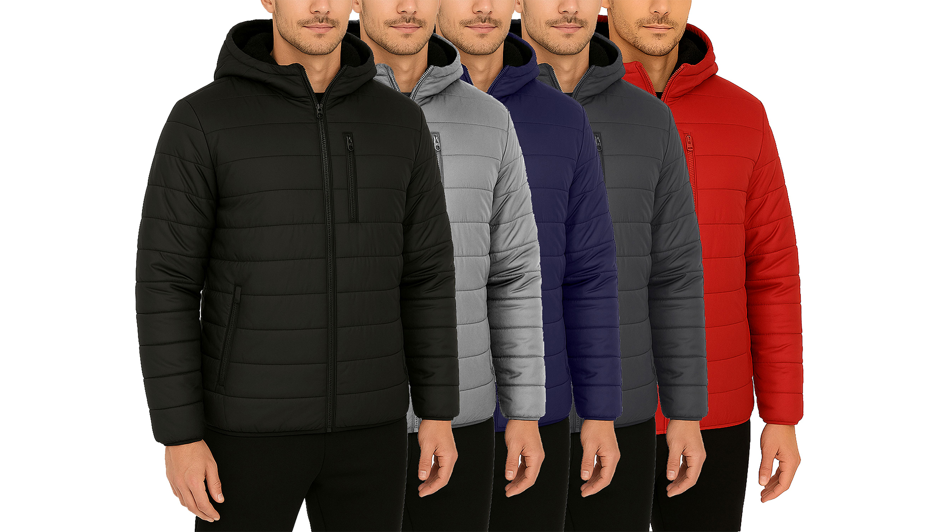 thumbnail video image 2 of Mens Sherpa-Lined Hooded Puffer Jacket (Sizes, S to 2XL), 2 of 6