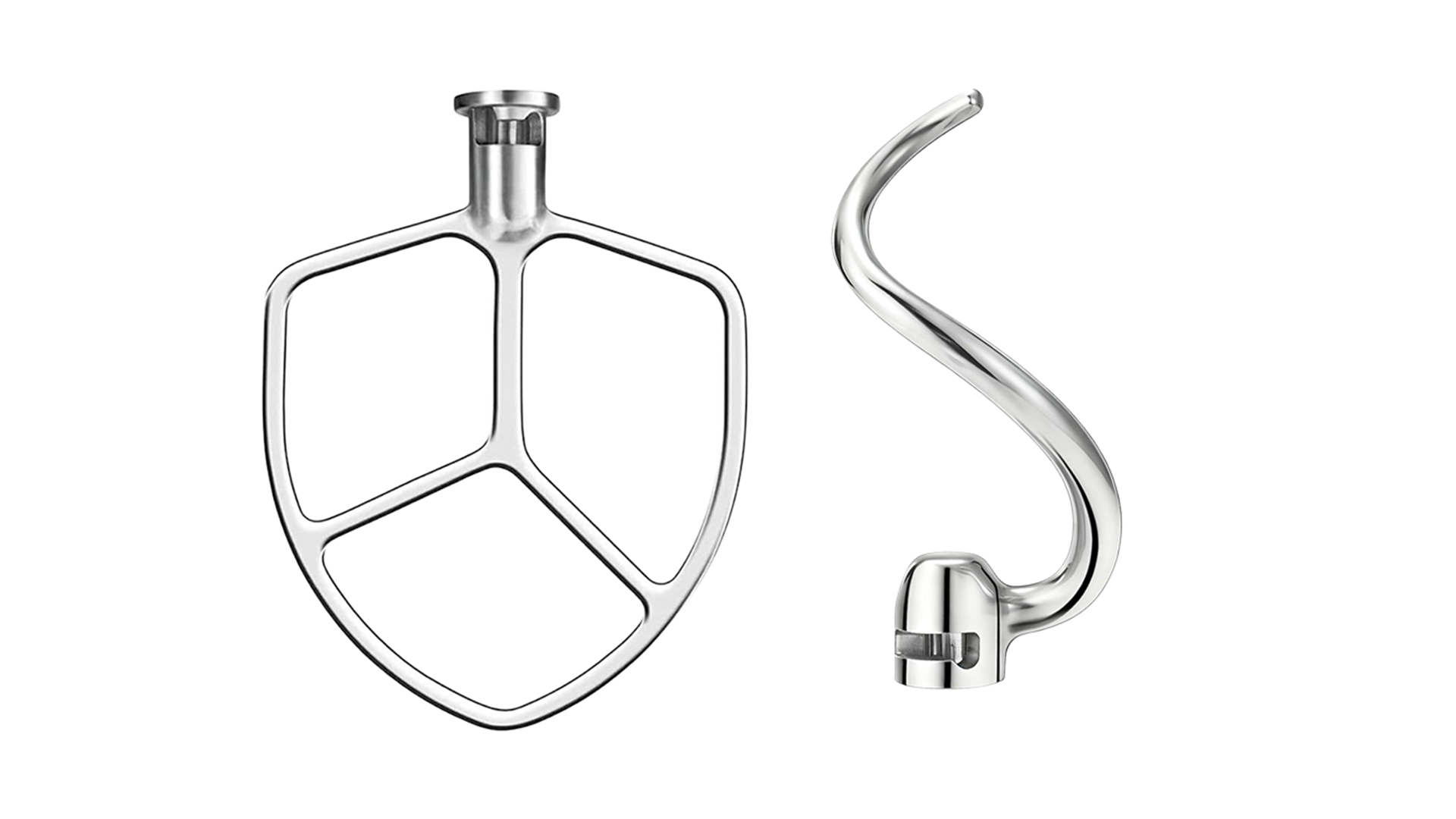 thumbnail video image 2 of Dough Hook & Flat Beater Set for KitchenAid 6 Qt Bowl-Lift Mixers, 2-Piece Stainless Steel Attachments – Compatible with Professional 600, Pro 5 Plus, K5, KG25, KV25, KP26, Heavy Duty & Dishwasher Sa, 2 of 10