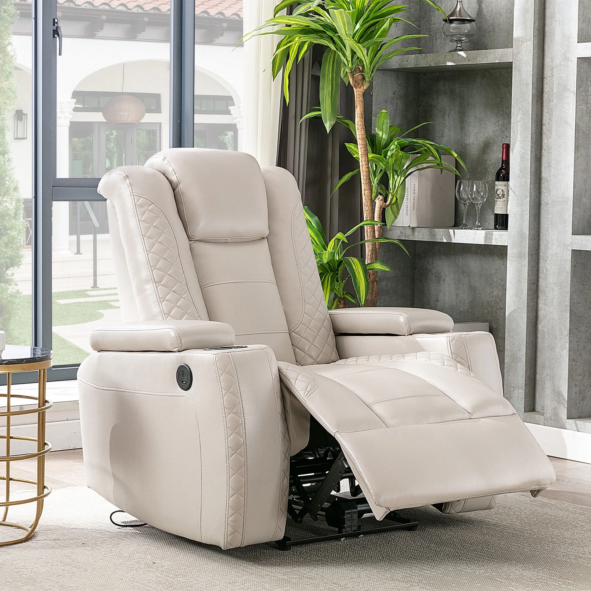thumbnail video image 2 of JONPONY Home Power Recliner Chair with USB Ports and Cup Holders,Electric Home Theater Seating with Hidden Arm Storage,Beige, 2 of 11