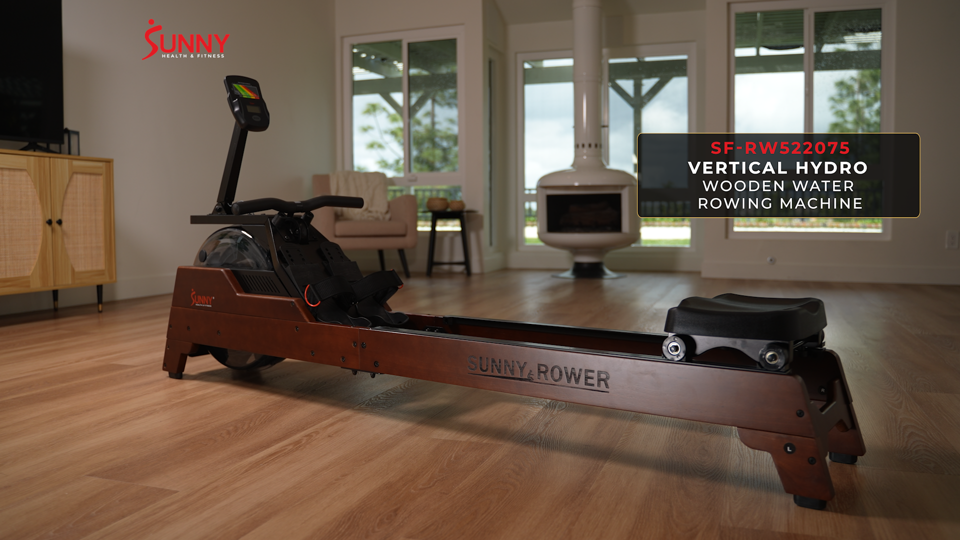 thumbnail video image 2 of Sunny Health & Fitness Elite Wooden Water Rower with Vertical Tank For Unlimited Resistant, Sustainable Rubberwood w Smart Bluetooth & FREE SunnyFit® App – SF-RW522075, 2 of 7