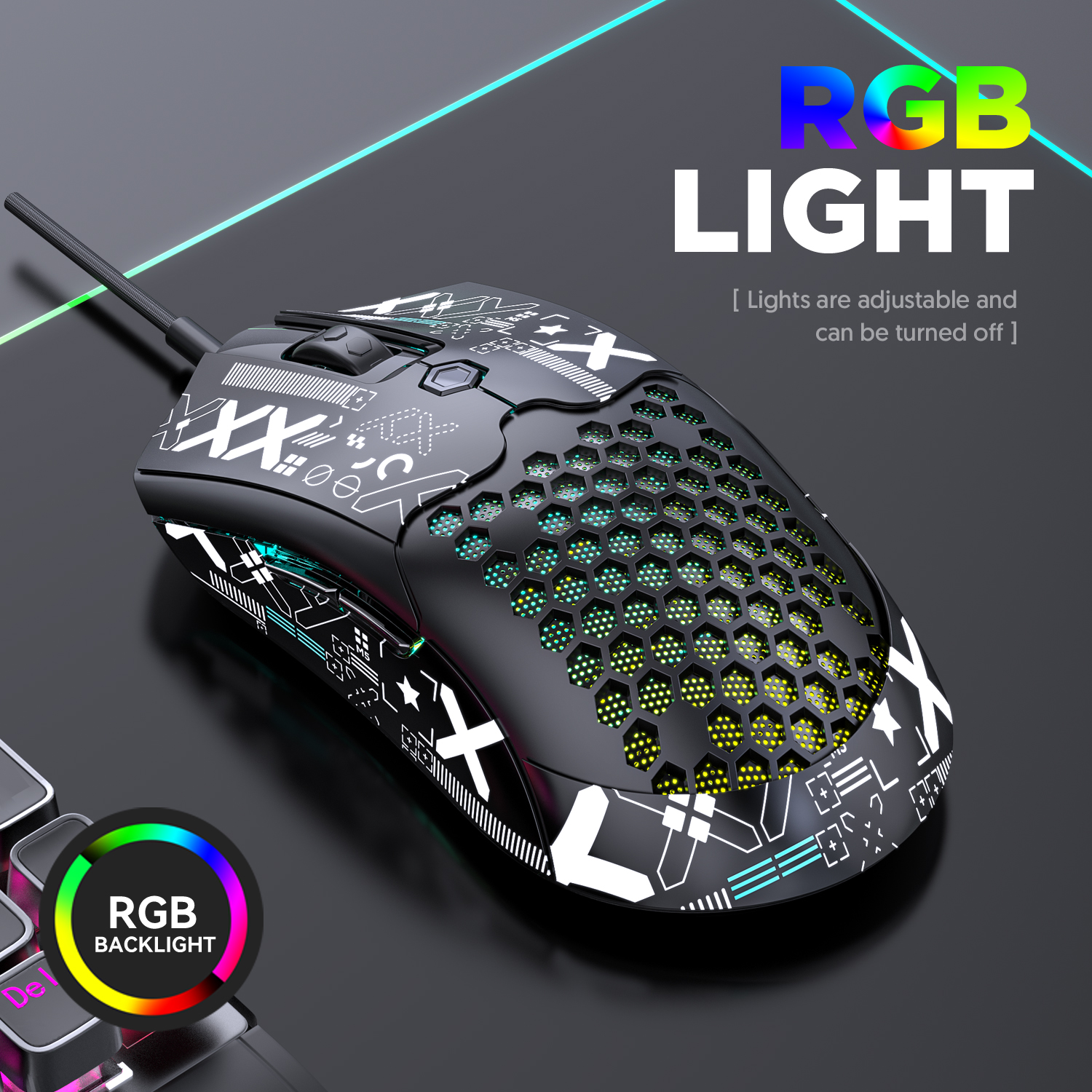 thumbnail video image 2 of ZIYOU LANG M5 RGB Lightweight Wired Gaming Mouse with 12000 DPI 6 Programmed Buttons,65G Honeycomb Shell,Pixart 3325(Black-Red), 2 of 8