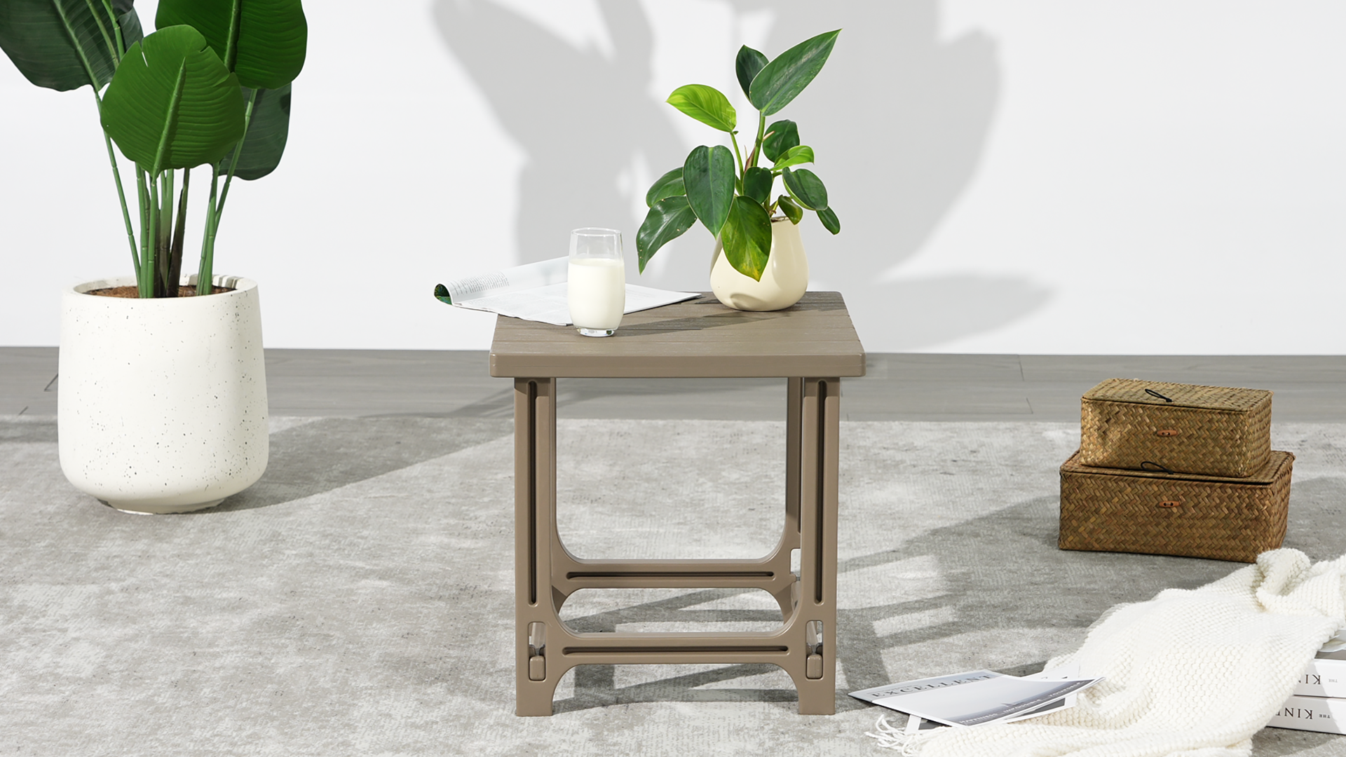 thumbnail video image 2 of WestinTrends Outdoor 18" HDPE Square Adirondack Patio Side Table, Weathered Wood, 2 of 16