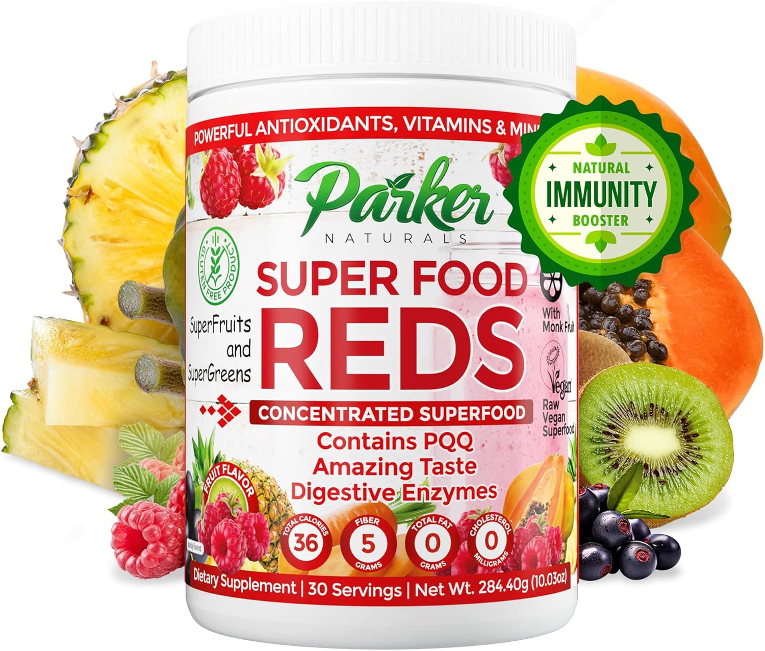 thumbnail video image 2 of Parker Naturals Superfood Reds Powder, Plant-Based Antioxidant Supplement, 284 g, 2 of 8