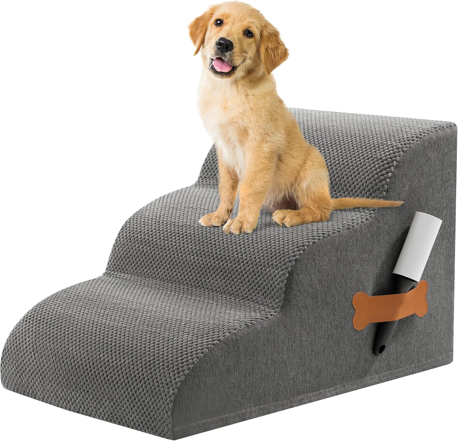 thumbnail video image 2 of Dog Stairs for Small Dogs, 4-Step Non-Slip Stable Pet Steps for High Beds and Couch, 2 of 7