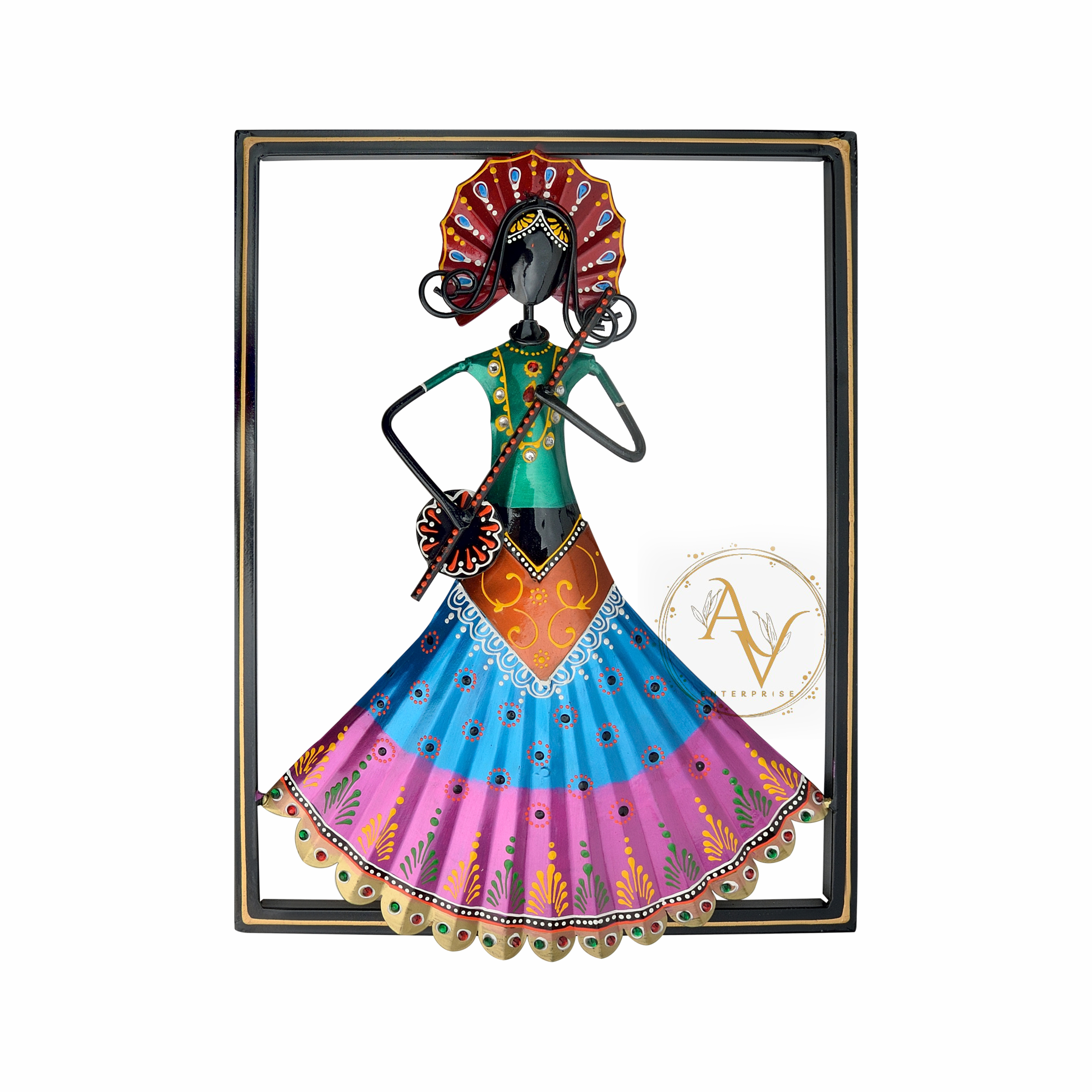 thumbnail video image 2 of Artistic Kraft Creation 15-Inch Handmade Wrought Iron Musician Trio - Indian Wall Decor - Bronze, 2 of 6