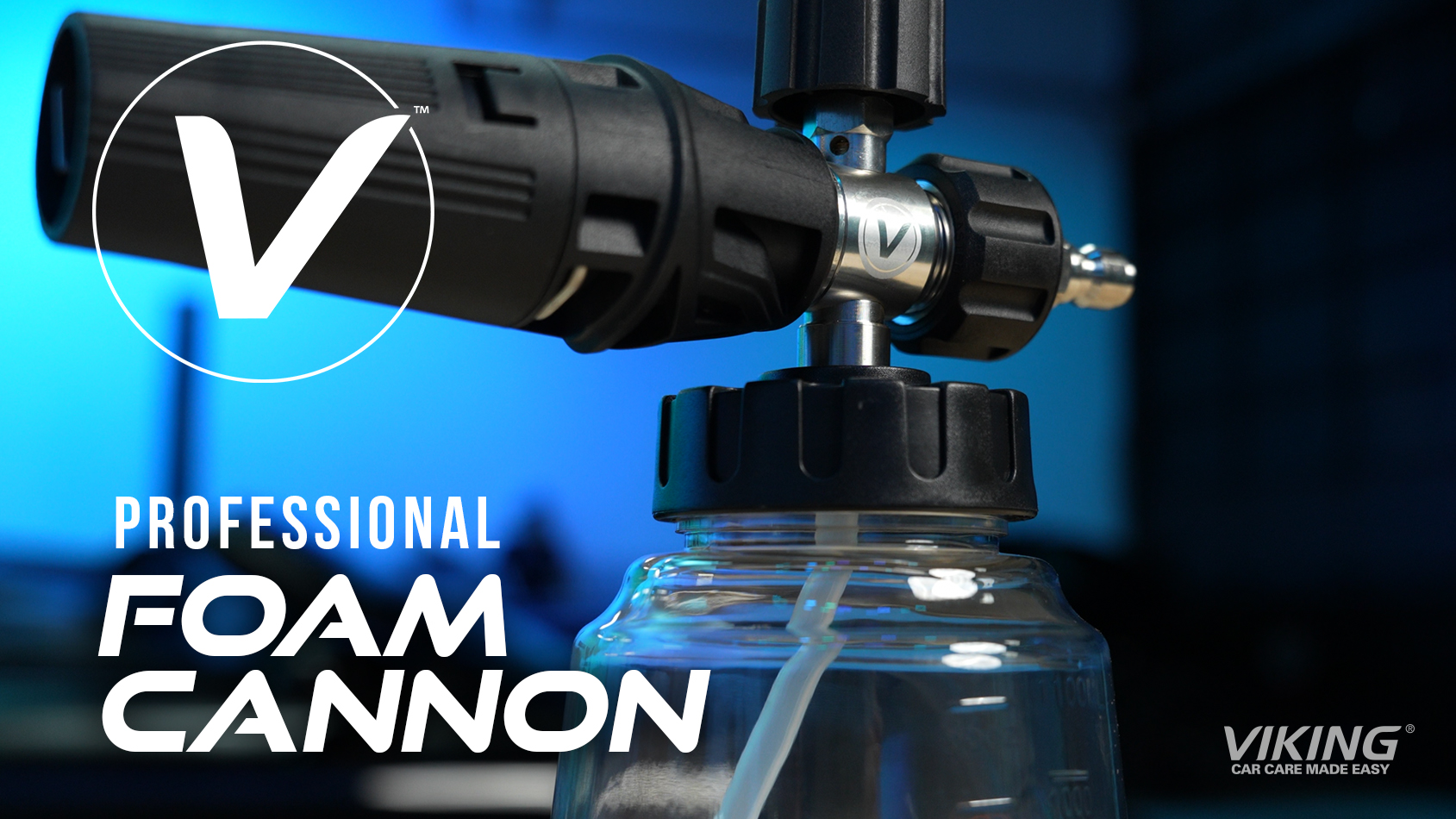 thumbnail video image 2 of VIKING Professional Foam Cannon for Car, Adjustable Spray Nozzle, 1.1 Liter Soap Canister, 1/4" Quick Connect Plug for Pressure Washer, 2 of 8