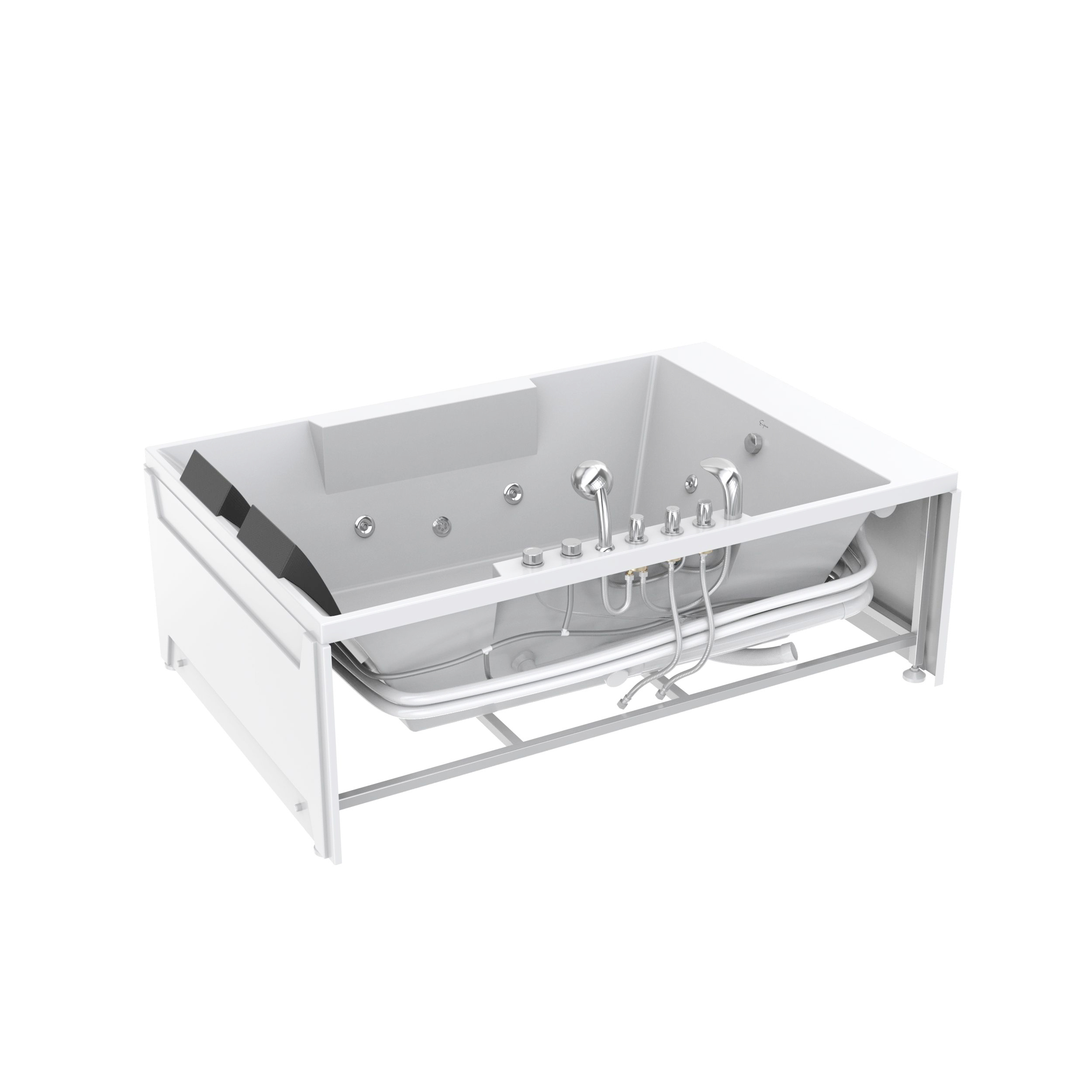 71 Acrylic Whirlpool Bathtub 2 Person, Alcove Soaking SPA Double Ended Tub  Hydromassage Rectangular Water Jets with Computer Panel, Air Bubble, Light,  UL Certified, White (Q411) 