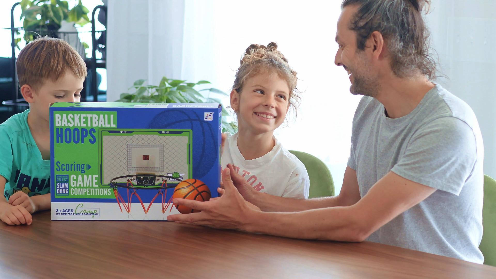 thumbnail video image 2 of POPGOO Over-the-Door Basketball Hoop for Kids – Indoor Basketball Hoop with LED Scoreboard & Sounds, 3 Mini Basketballs & Net, Gift For Boys & Teens Ages 4-12, 2 of 10