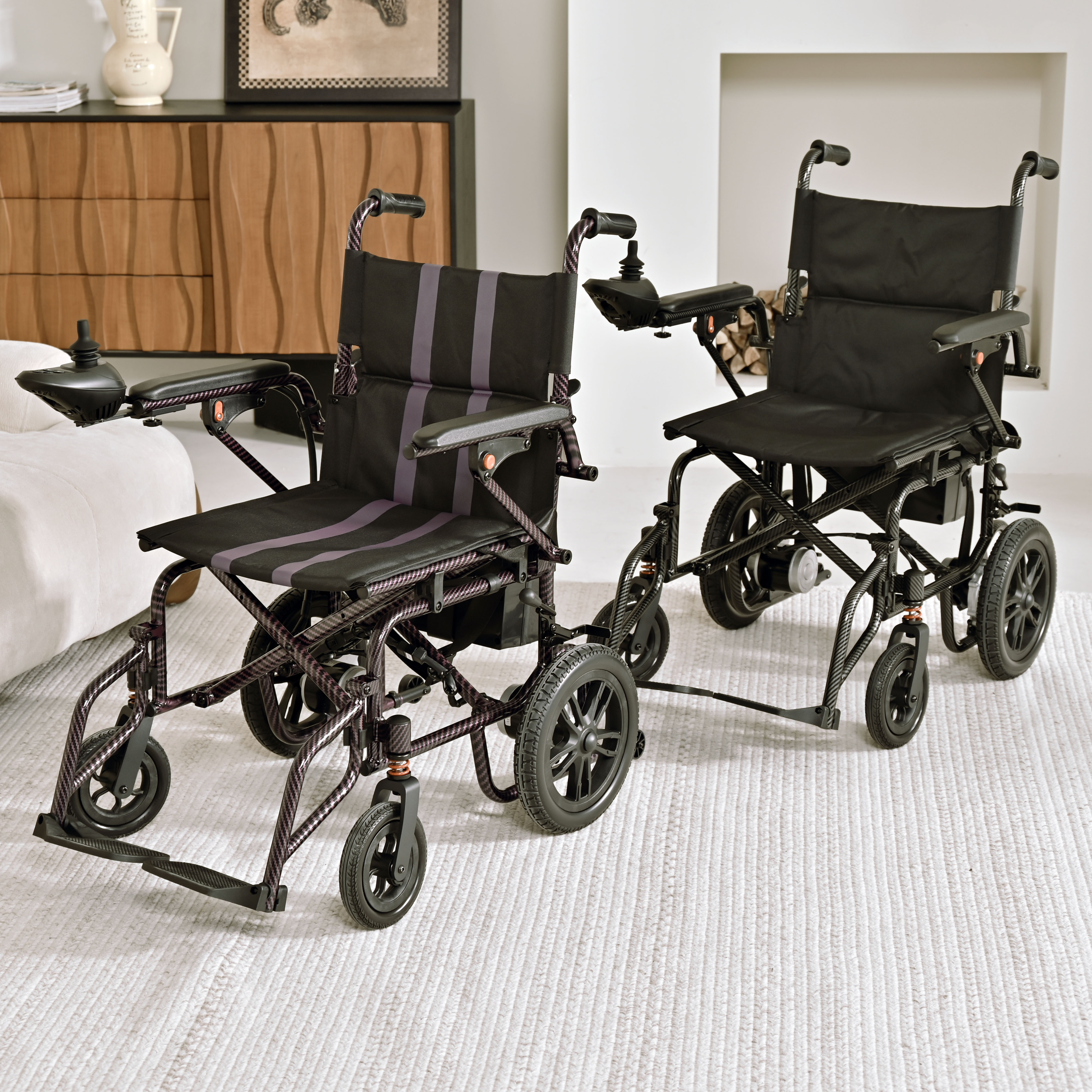 thumbnail video image 2 of Foldable Electric Wheelchair, All Terrain Smart Motorized Wheelchair, Senior-Friendly Power Chair with 360° Joystick, 15+ MilesLong-Range Mobility Scooter, Purple, 2 of 13