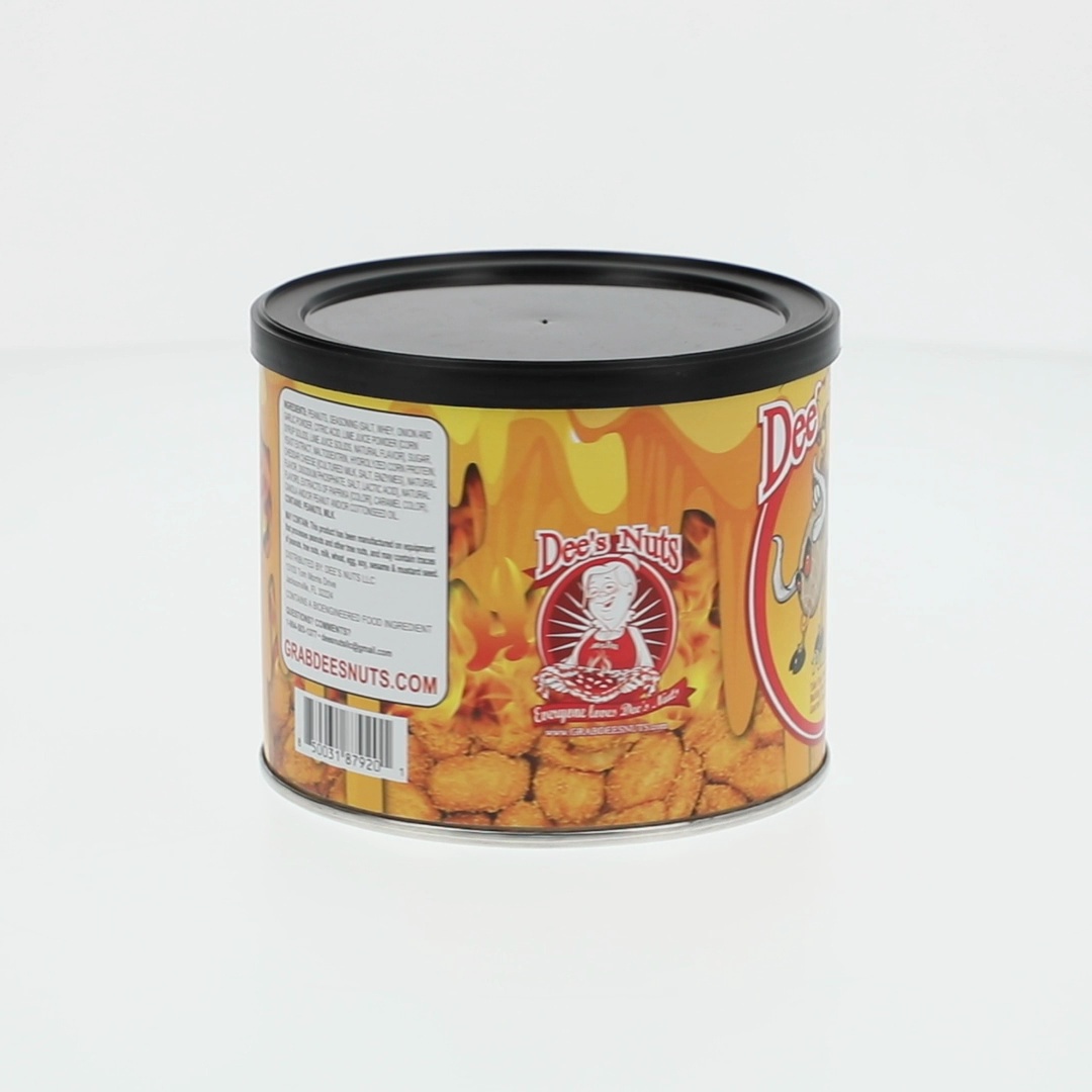 4 pack) Dee's Nuts Peanuts, Hot Cheddar Flavor, 10 oz Canister