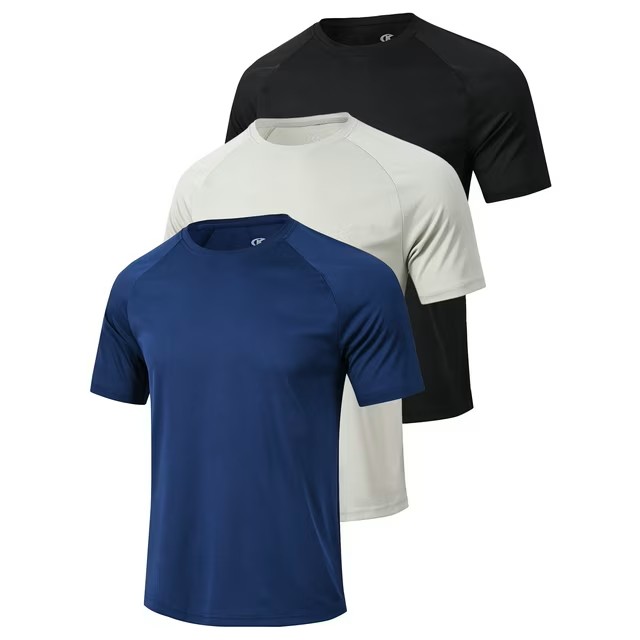 thumbnail video image 2 of Taigaofy 3 Pack Men's Athletic Shirts Breathable Basketball Short Sleeve Cool Dry Base Layer Undershirt Running Black Gray Blue M, 2 of 7