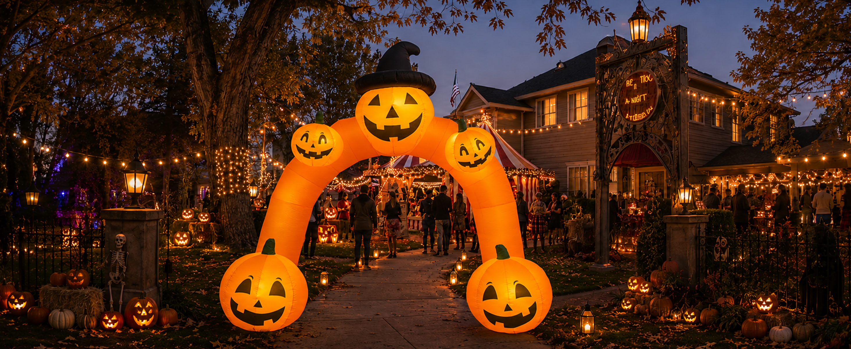 thumbnail video image 2 of Sewinfla 10FT Halloween Inflatable Pumpkin Archway Decorations with Built-in LEDs Halloween Blow up Arch with Built-in Blower. Easy setup, Ideal for Indoor, Outdoor, Yard, and Lawn Decor., 2 of 11