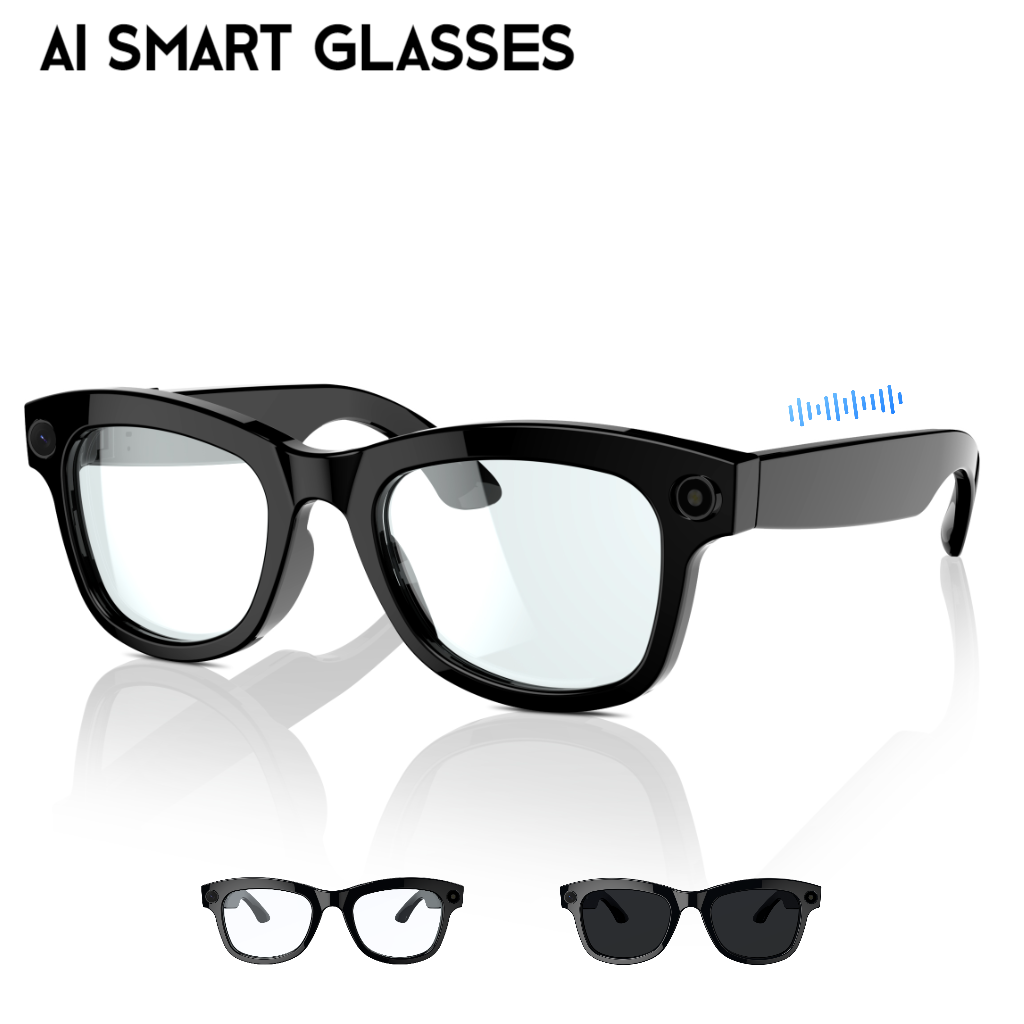 thumbnail video image 2 of AI Smart Glasses 5MP HD Camera Image Recognition AI Translation Bluetooth Audio Smart Shooting Glasses, 2 of 7