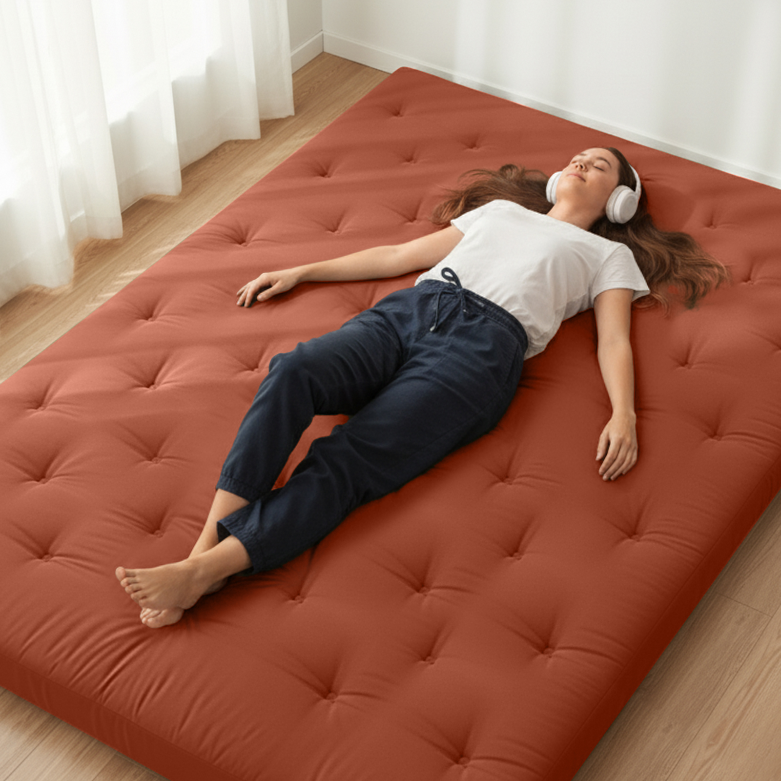 thumbnail video image 2 of ZonLi Queen 60"x80" Japanese Futon Mattress, 100% Cotton 2.5" Thick Foldable Floor Bed, 2 of 9