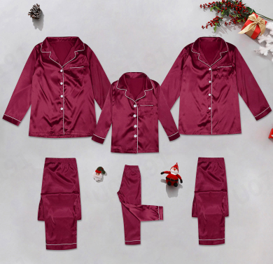thumbnail video image 2 of HNMKIU Button Down Pajamas Sets Solid Two Piece Family Matching Sleepwear Loungewear Long Sleeve Nightwear ,Kids:7-8 Years, 2 of 10
