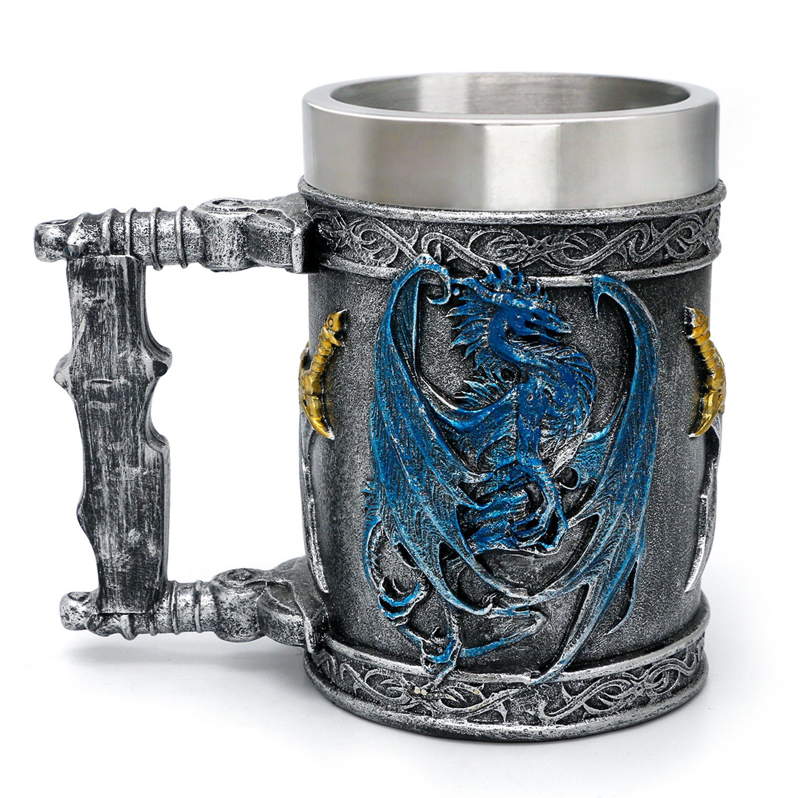 thumbnail video image 2 of alikiki Medieval Large Beer Tankard Blue Dragon DnD Game Mug of Throne Stainless Coffee Cup Dungeons and Dragons Gifts for Men Women Dragon Collector Themed Party Decorations 21oz, 2 of 9