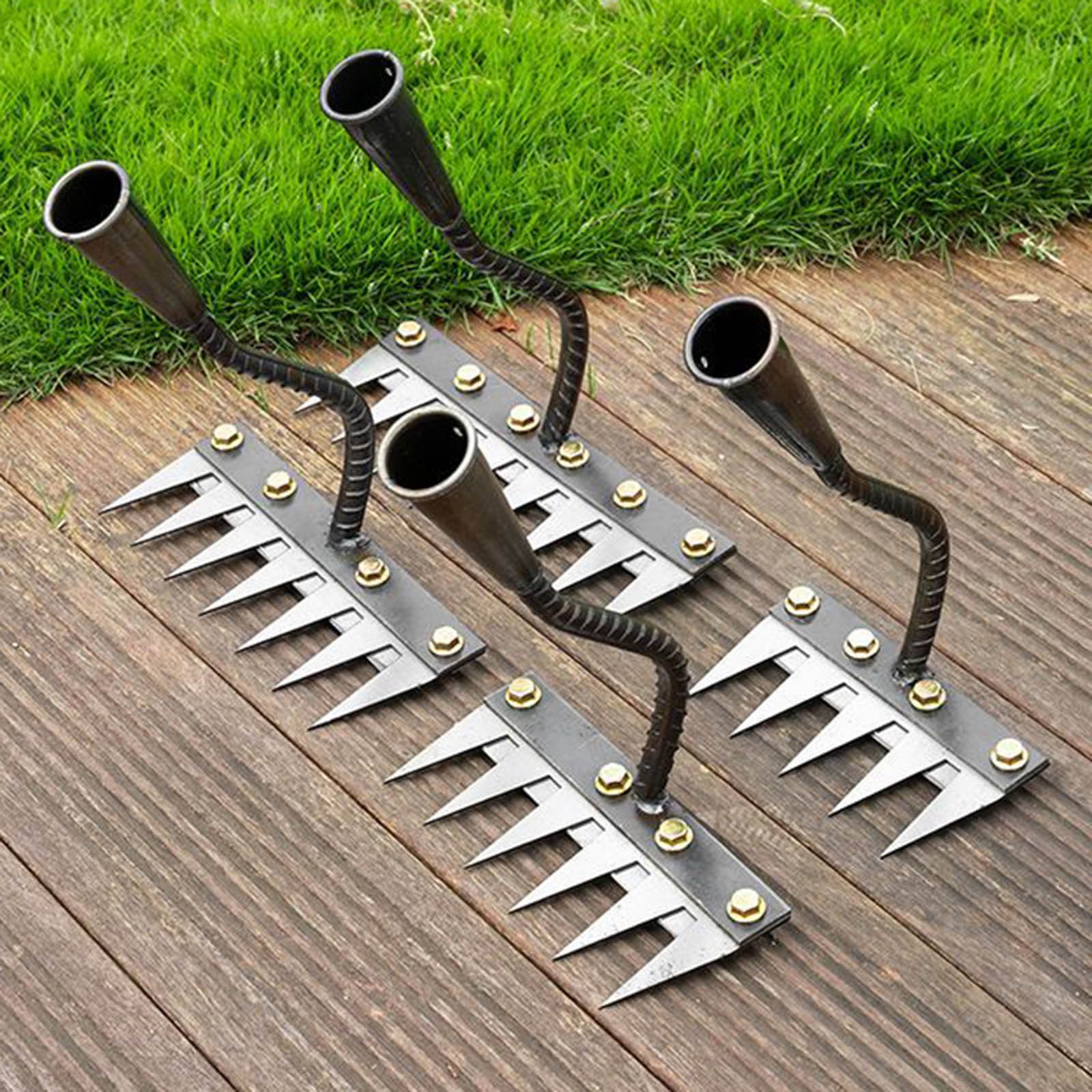 thumbnail video image 2 of 5/6/7/8 Teeth Carbon Steel Garden Weeding Rake,Durable Weed Rake,Iron Rake for Weeding,Garden Rakes Metal Heavy Duty,Iron Rake for Gardening and Weeding, 2 of 6