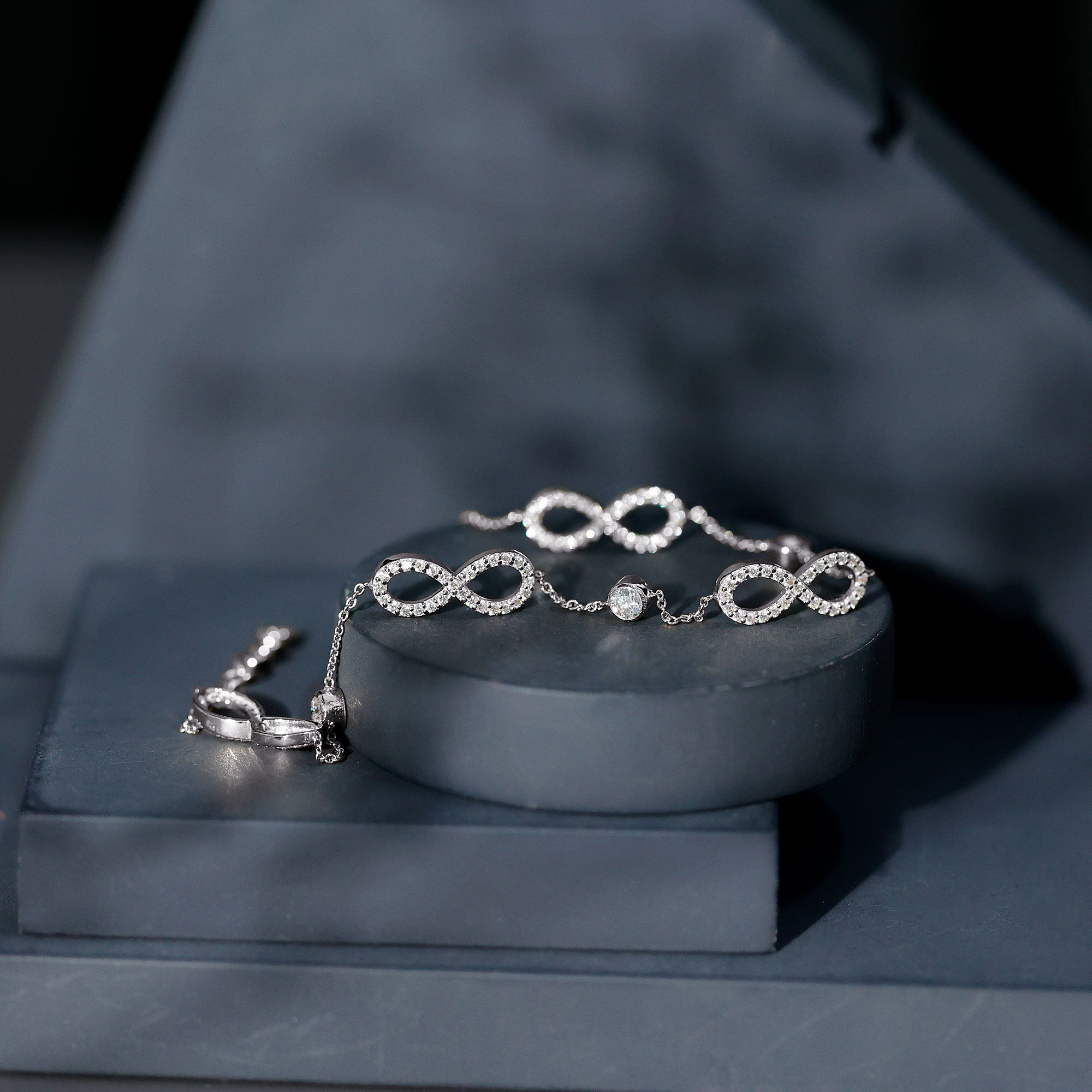 thumbnail video image 2 of Rosec Jewels Lab Grown Diamond Infinity Bracelet (EF-VS Quality) - Station Bracelet for Women - Valentines Day Gift, 10K Yellow Gold, 7.0 inches, 2 of 8