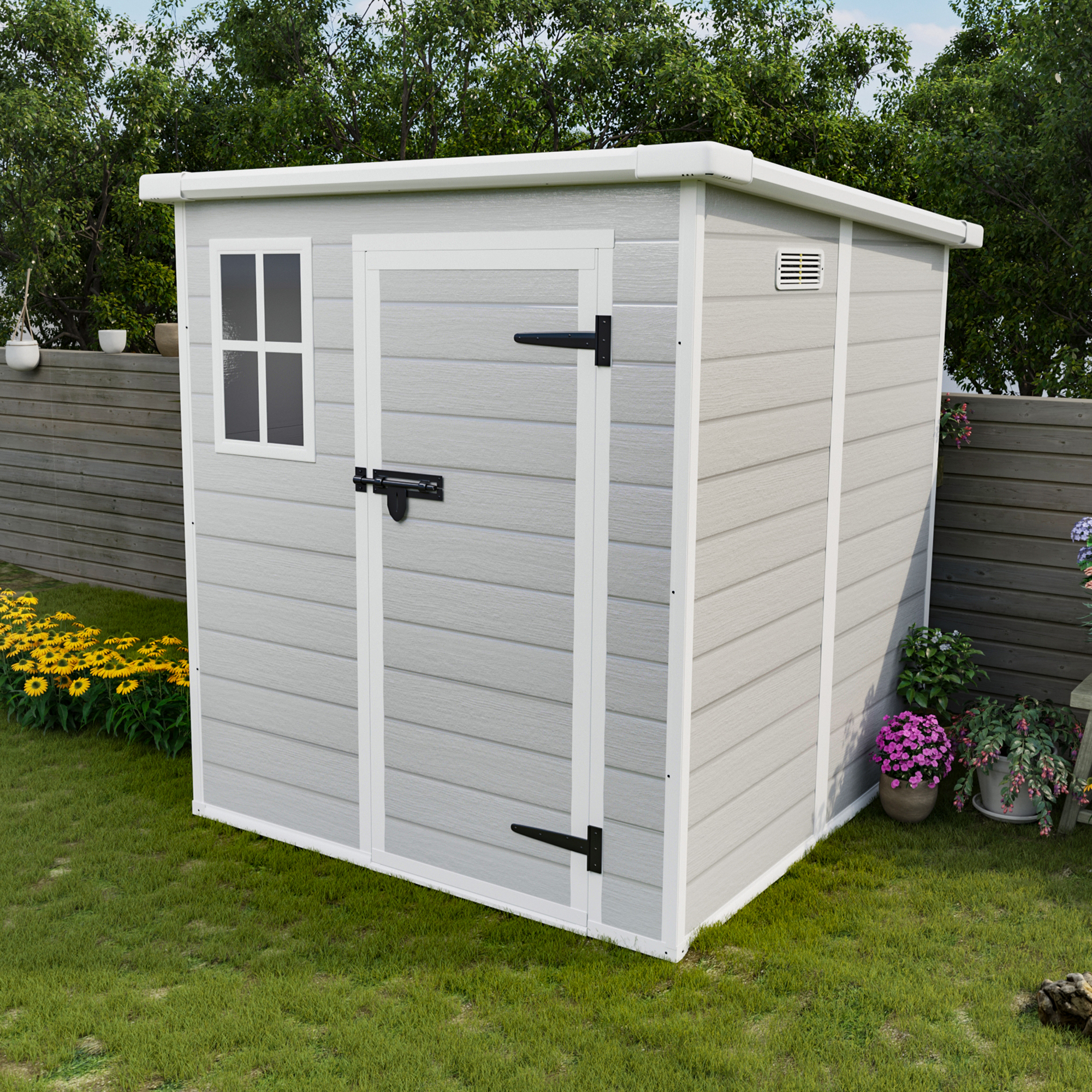 6x6 FT Outdoor Storage Shed with Floor - Waterproof Resin Tool Shed