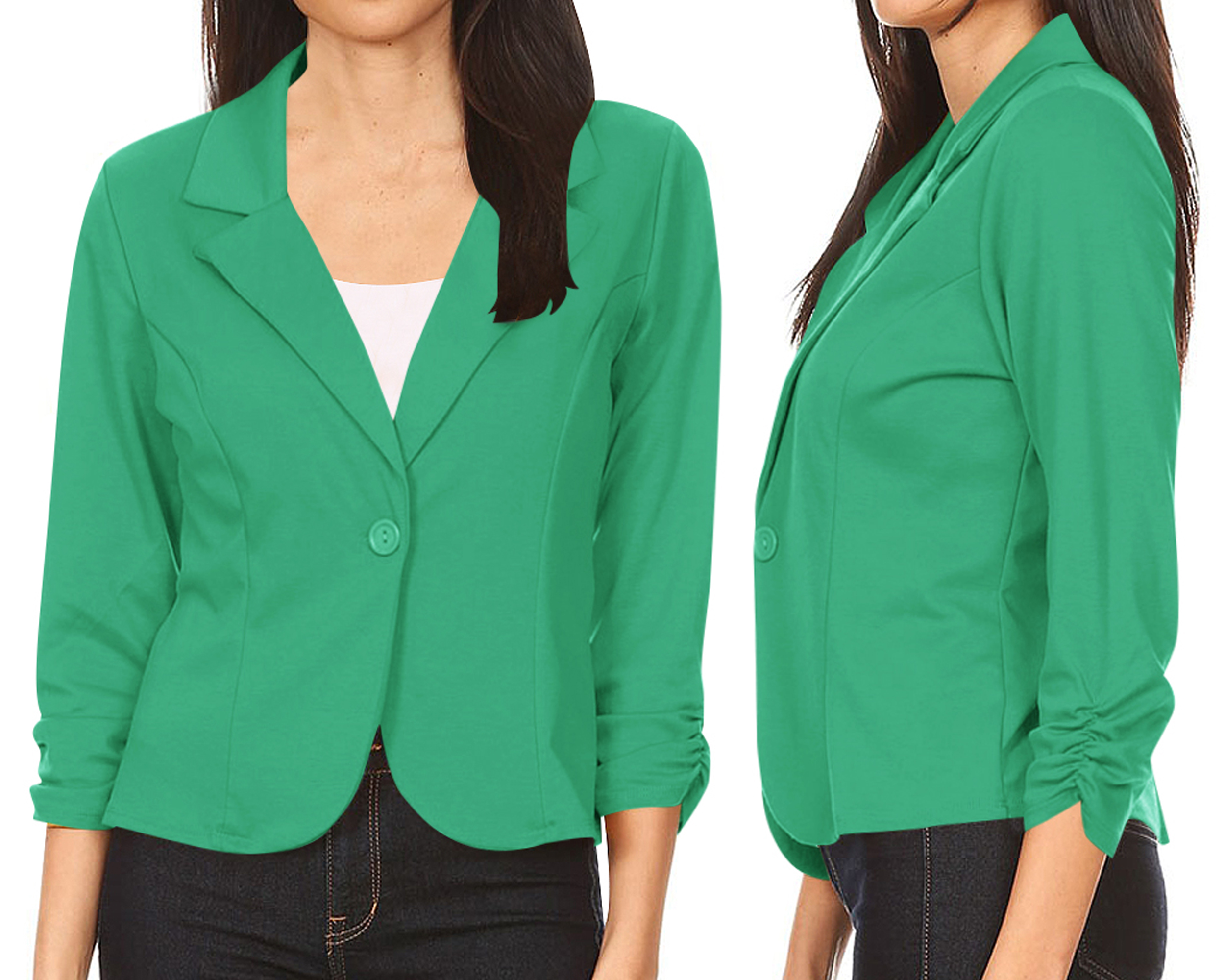 thumbnail video image 2 of Women's Elegant Long Sleeve Blazer – Solid Button-Front Casual Style, 2 of 5