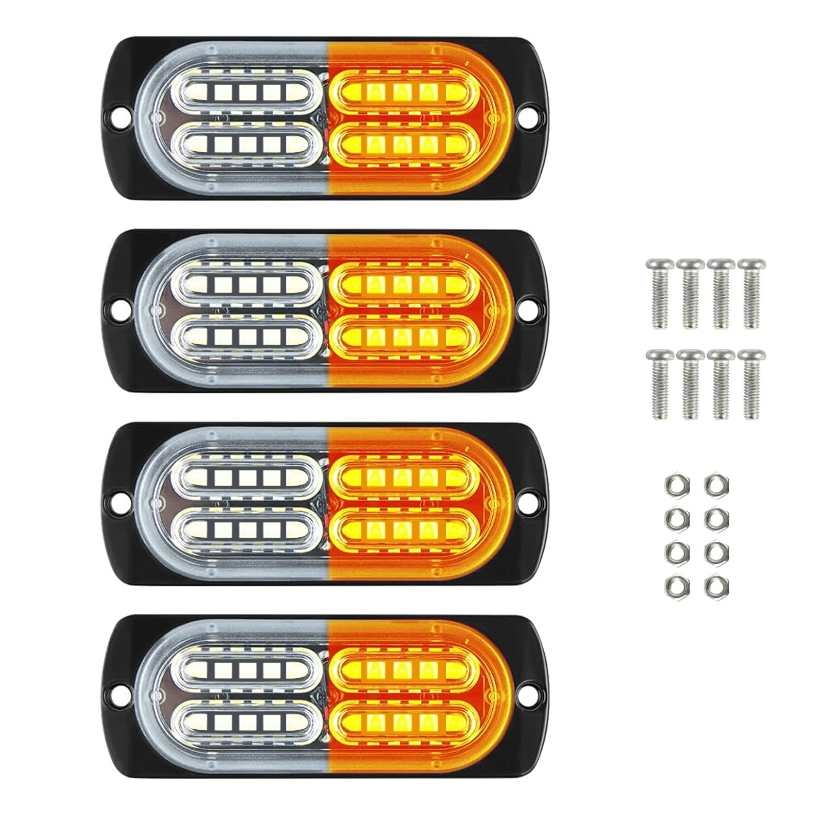 thumbnail video image 2 of AUTOXBERT 4x 20LED Strobe Light Bar Car Truck Flashing Warning Hazard Beacon Amber White, 2 of 9