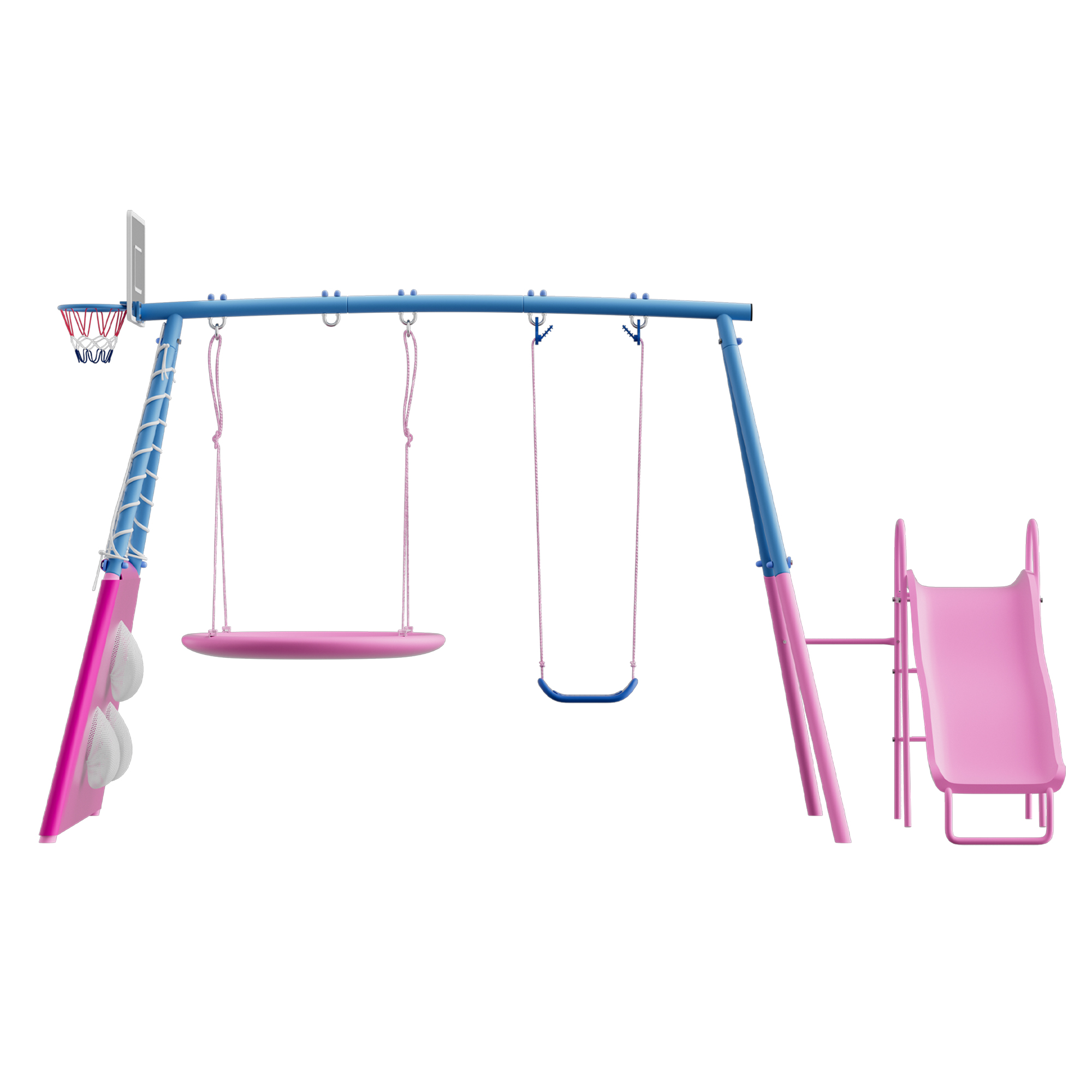 thumbnail video image 2 of Shengchao Trade Metal Kids Swing Sets with Heavy Duty Outdoor A-Frame, 2 Swings, 2 of 14