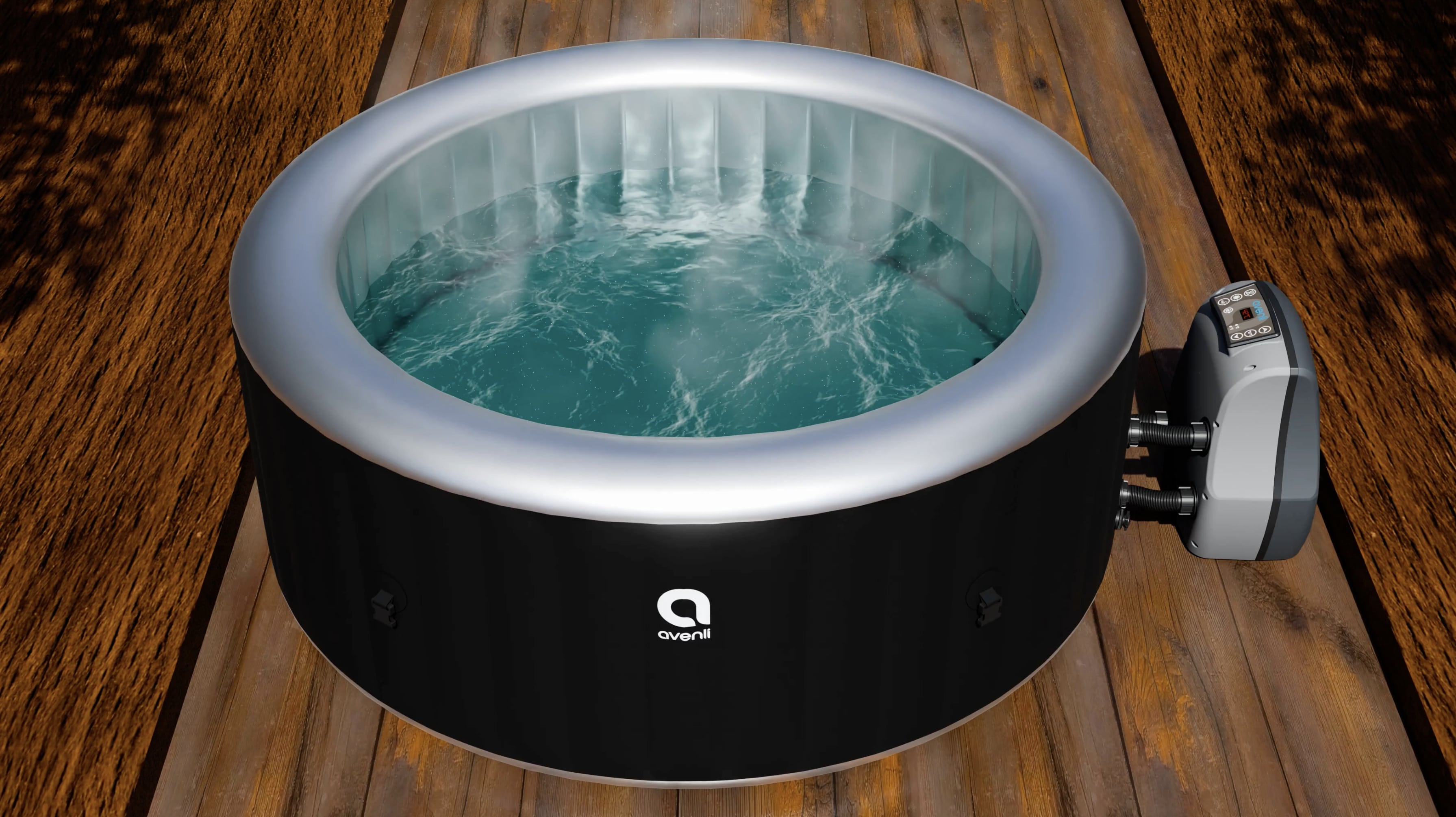 thumbnail video image 2 of Avenli London 2-3 Person Inflatable Hot Tub Spa + Cover, Rapid Heating up to 104°F, 105 Water Jets, 181 gal Capacity, 2 of 11