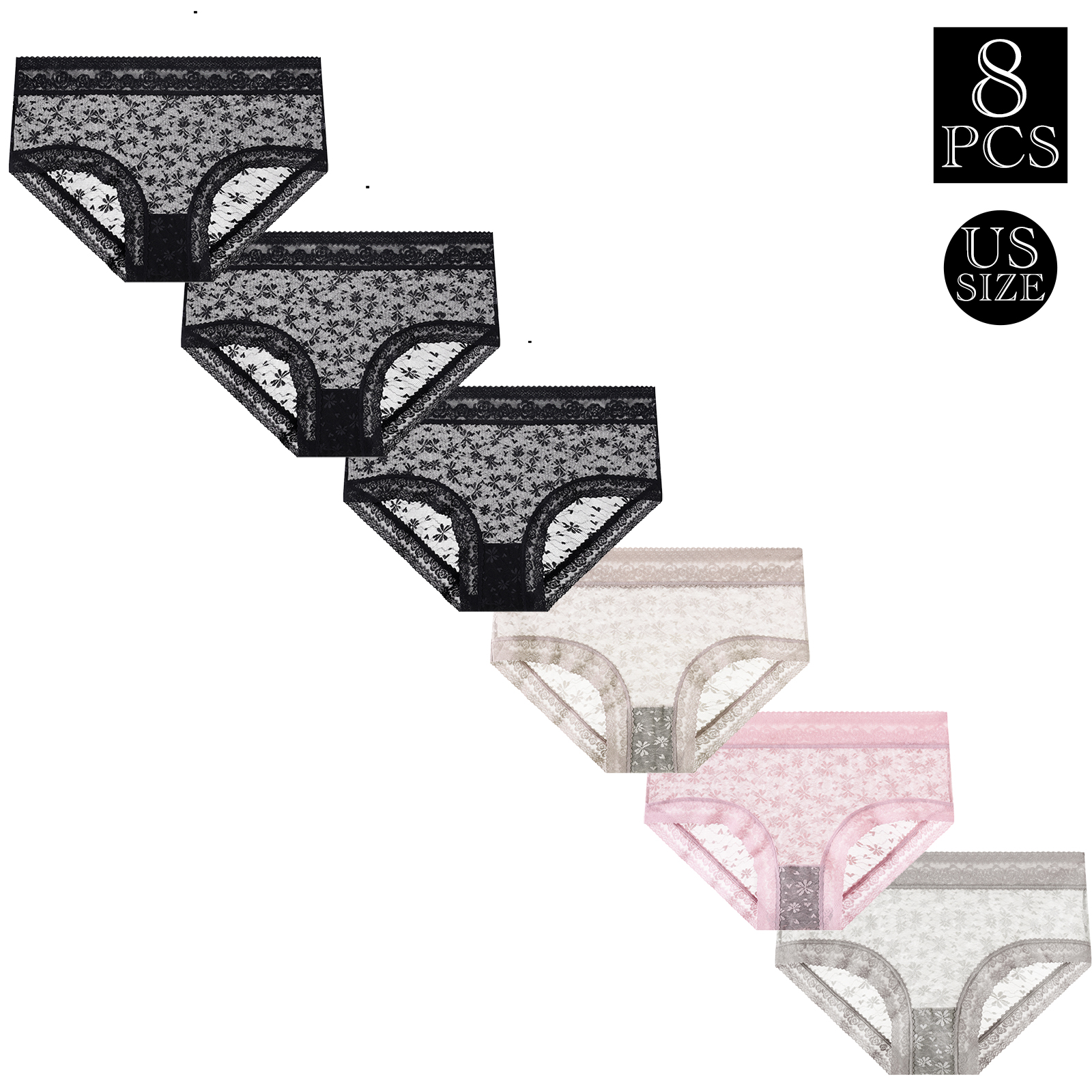 thumbnail video image 2 of 6 Packs Women's Invisible Seamless Bikini Lace Underwear Half Back Cover Panties, 2 of 7