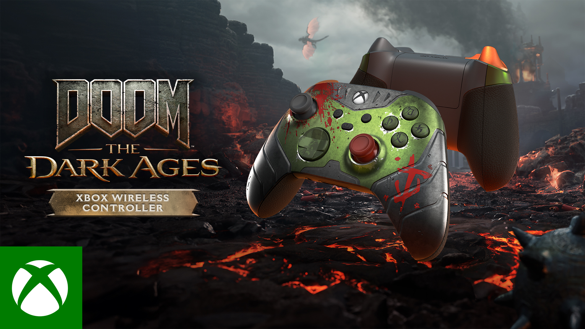 thumbnail video image 2 of Xbox Wireless Controller DOOM: The Dark Ages Limited Edition for Xbox Series X|S, Xbox One, PCs, and Cloud-Enabled Devices, 2 of 9