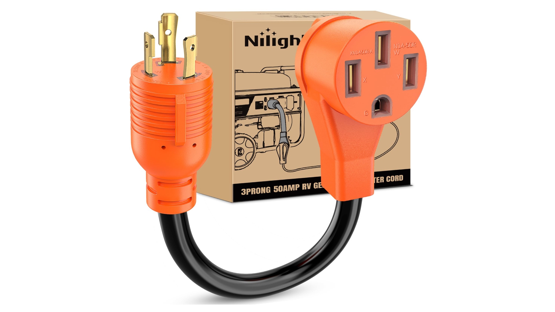 thumbnail video image 2 of Nilight RV Generator Adapter Cord 30Amp to 50Amp 3 Prong Pure Copper Heavy Duty Twist Lock Male Plug 10 Gauge Wire L5-30P 14-50R 30M/50F for RVs Camper Caravan Van Trailer, 2 of 10