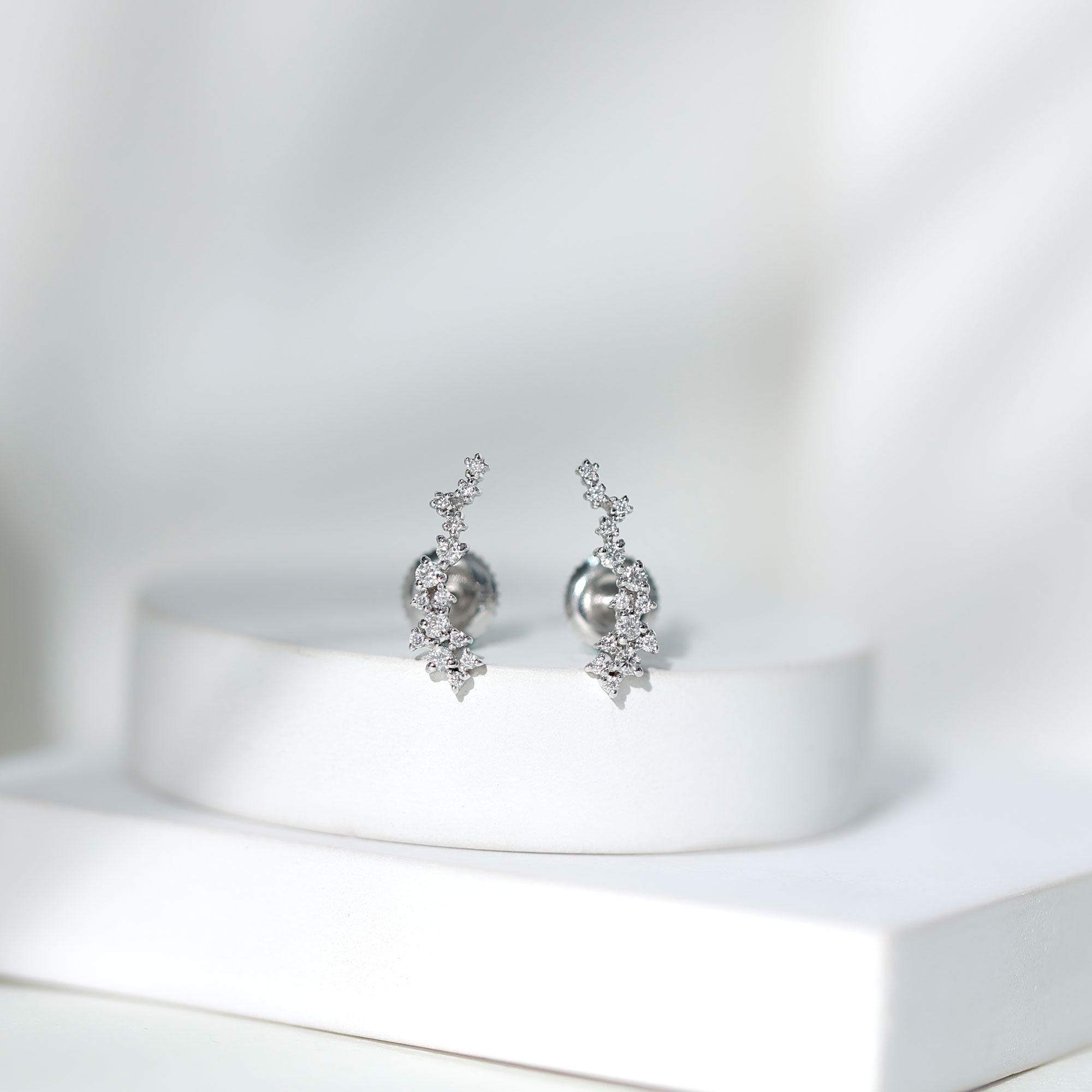 thumbnail video image 2 of Rosec Jewels Moissanite Diamond Crawler Earrings for Women, Ear Crawler Earrings Stud (D-VS1 Grade), 14K White Gold, 2 of 7