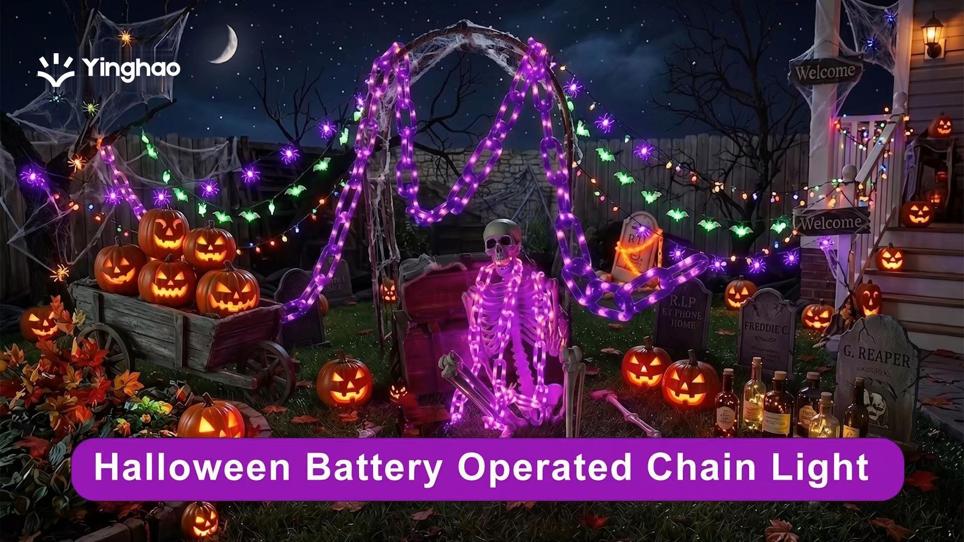 Yinghao 10FT Battery Powered Halloween Plastic Chain String Lights ...