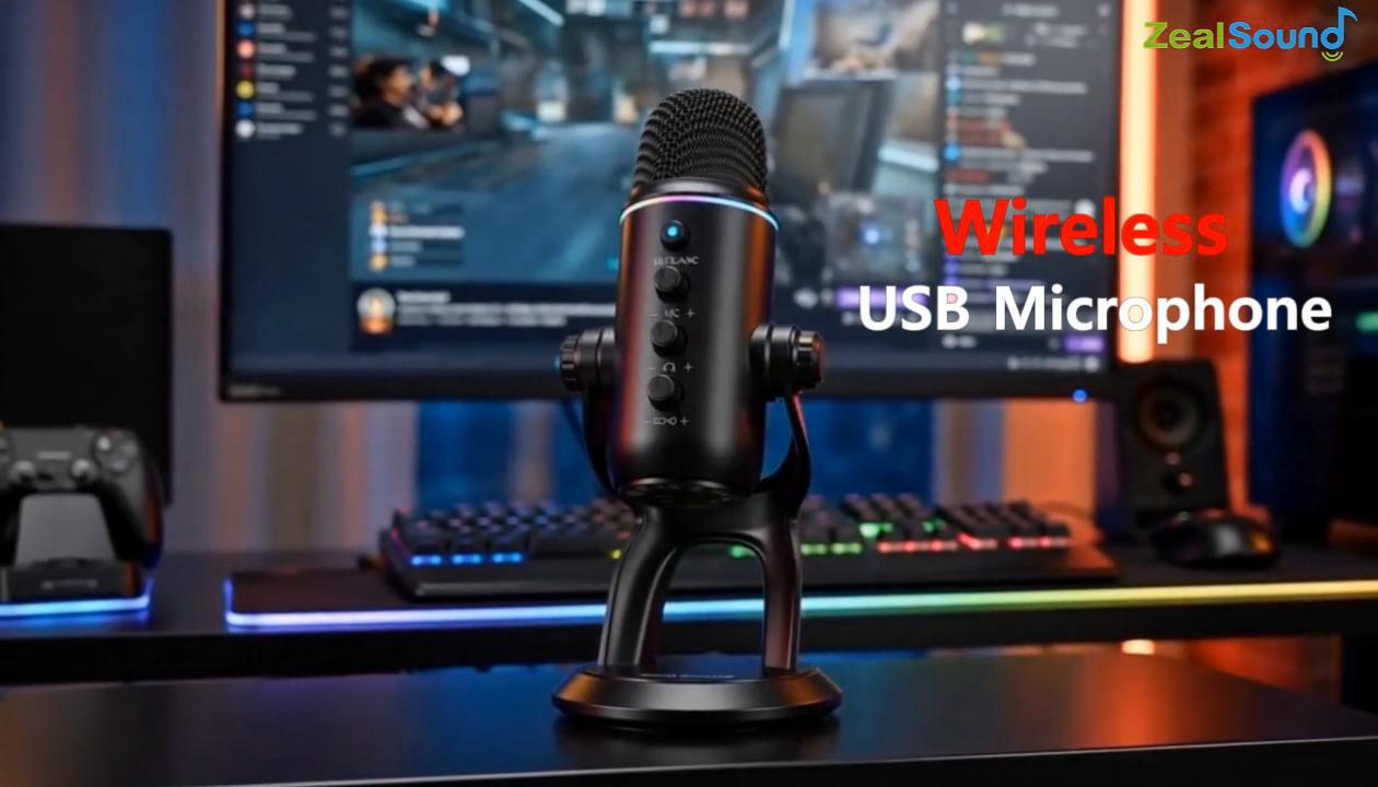 Microphone Shops ZealSound Wireless USB Microphone for PC, Noise Reduction, Mute, Gain ...