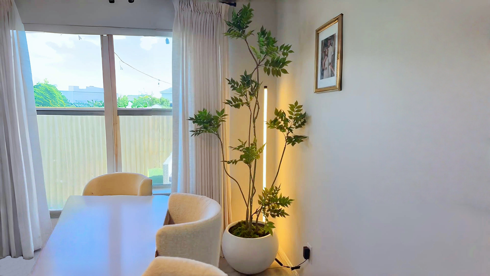 thumbnail video image 2 of 6.5 feet Artificial Sumac Tree with White Pot, Tall Faux Plants Indoor, Large Fake Tree for Home, Office, Living Room, Patio, Lobby Decor, 2 of 8