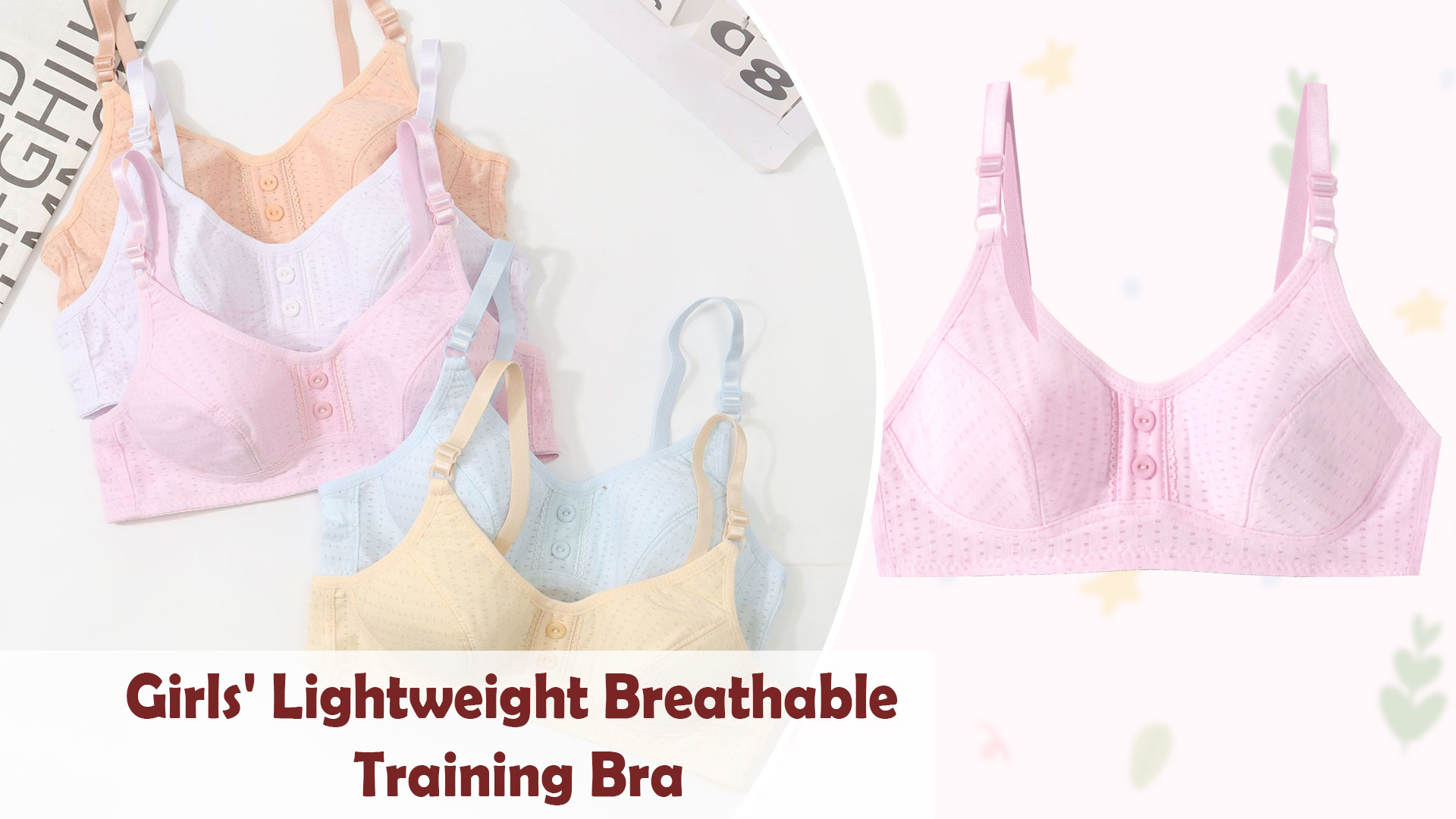 thumbnail video image 2 of Aivtalk Training Bras for Girl Cotton Teenager Bralette Adjustable Soft Comfortable Lightly Padded Breathable Everyday Bra Crop Cami 3PC White-3pc 34/75, 2 of 7